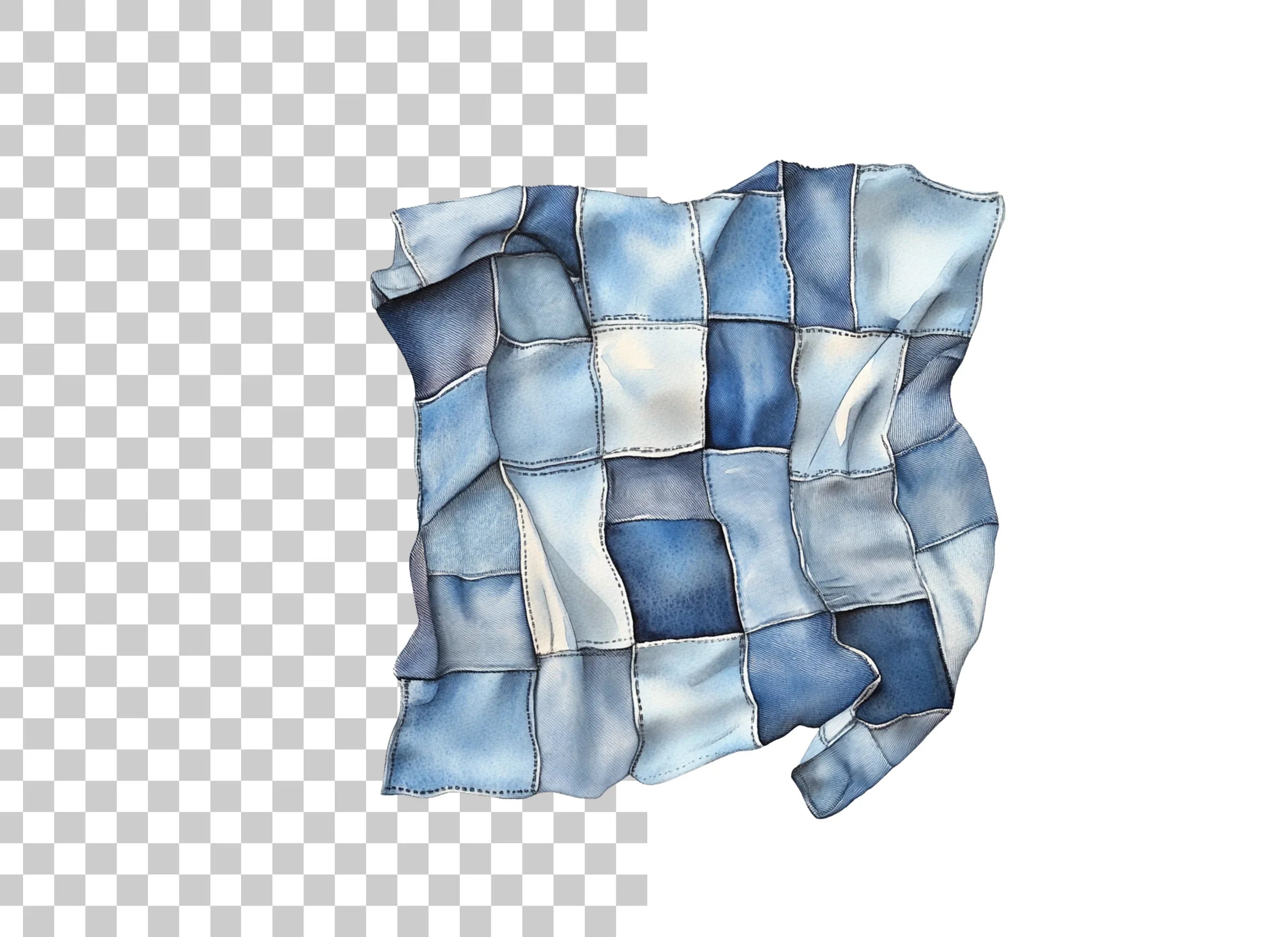 Denim Patchwork Quilt Clipart Bundle