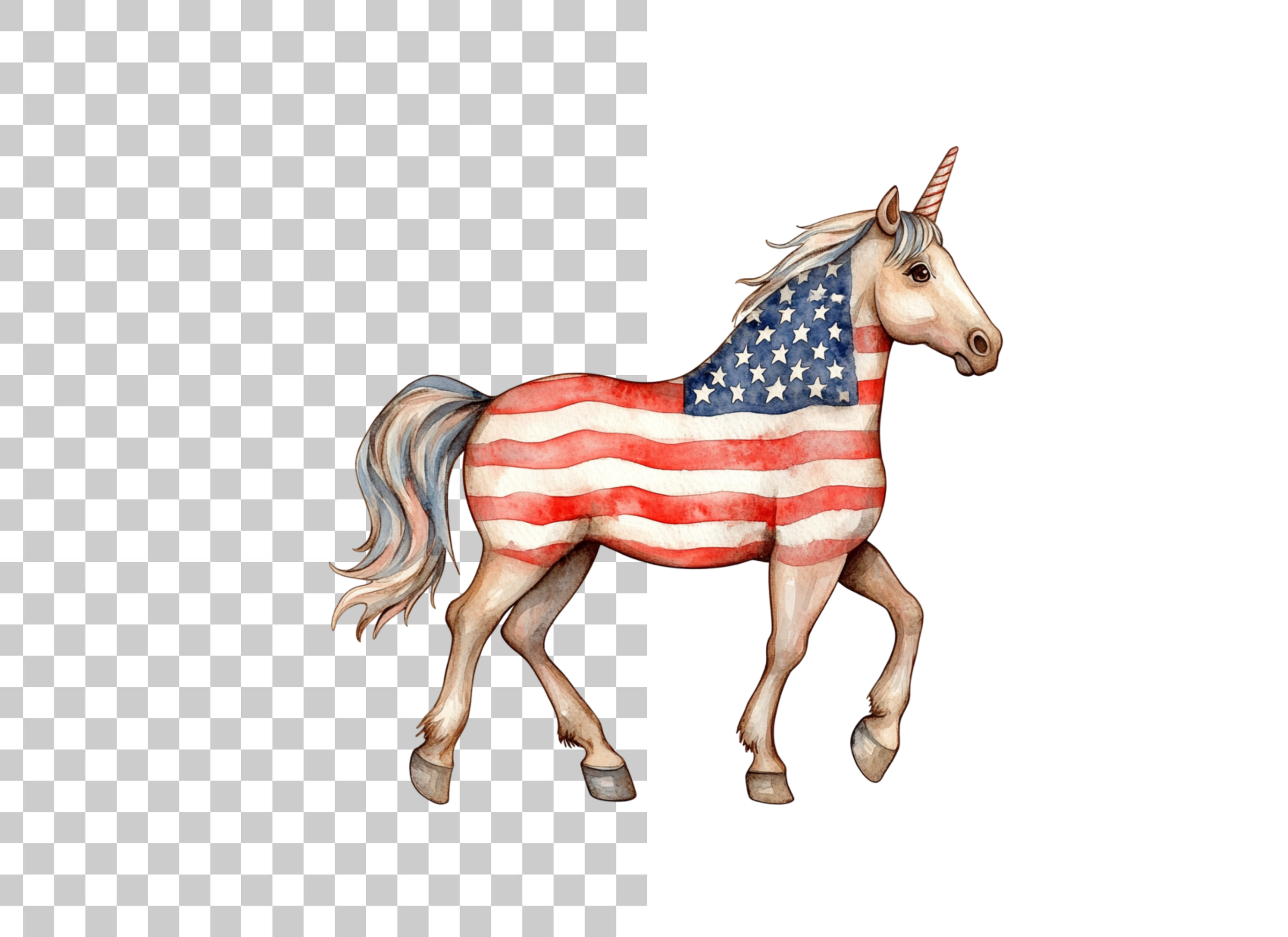 Unicorn with American Flag Clipart Bundle