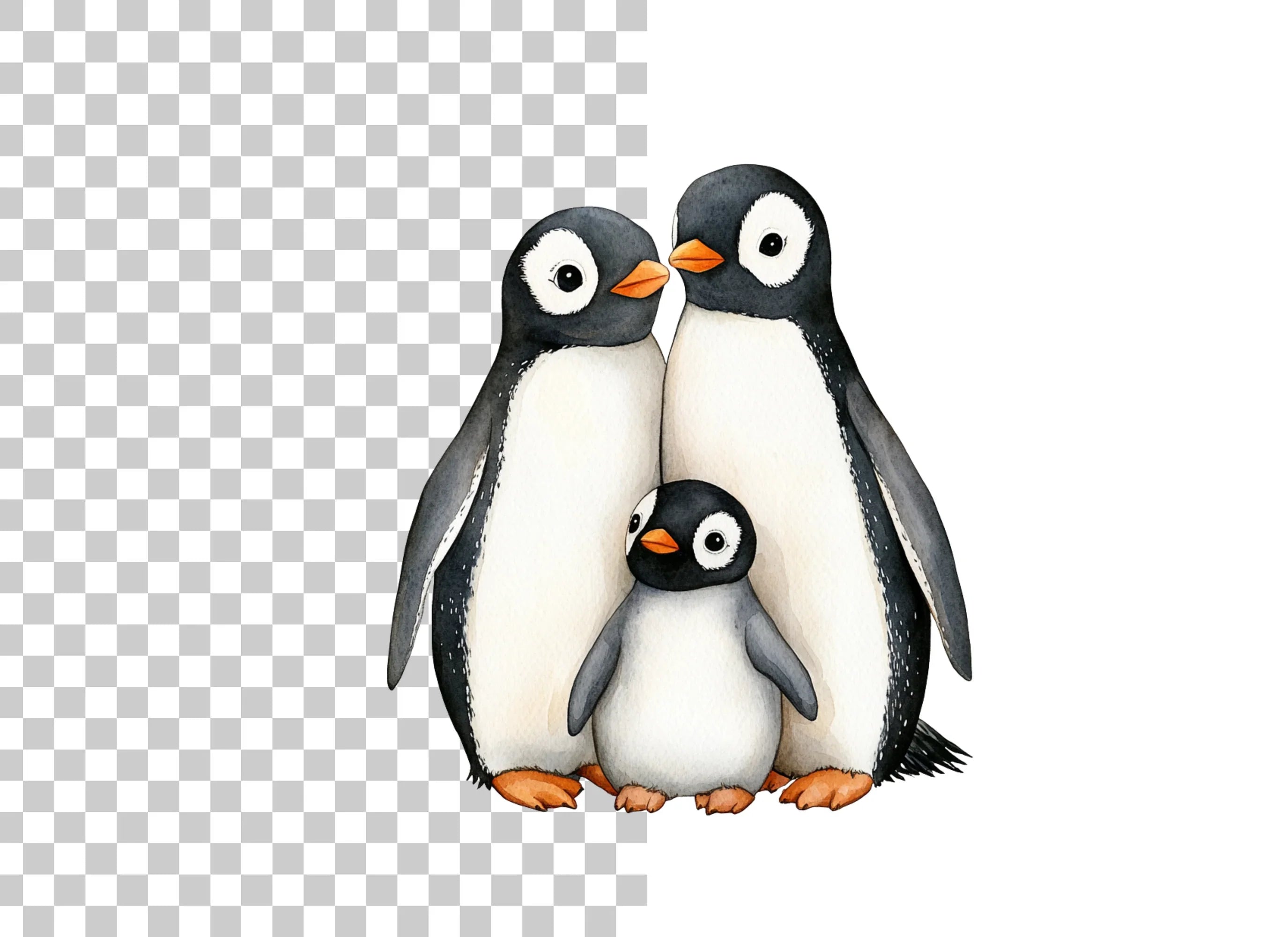 Cute Penguin Family Clipart Bundle