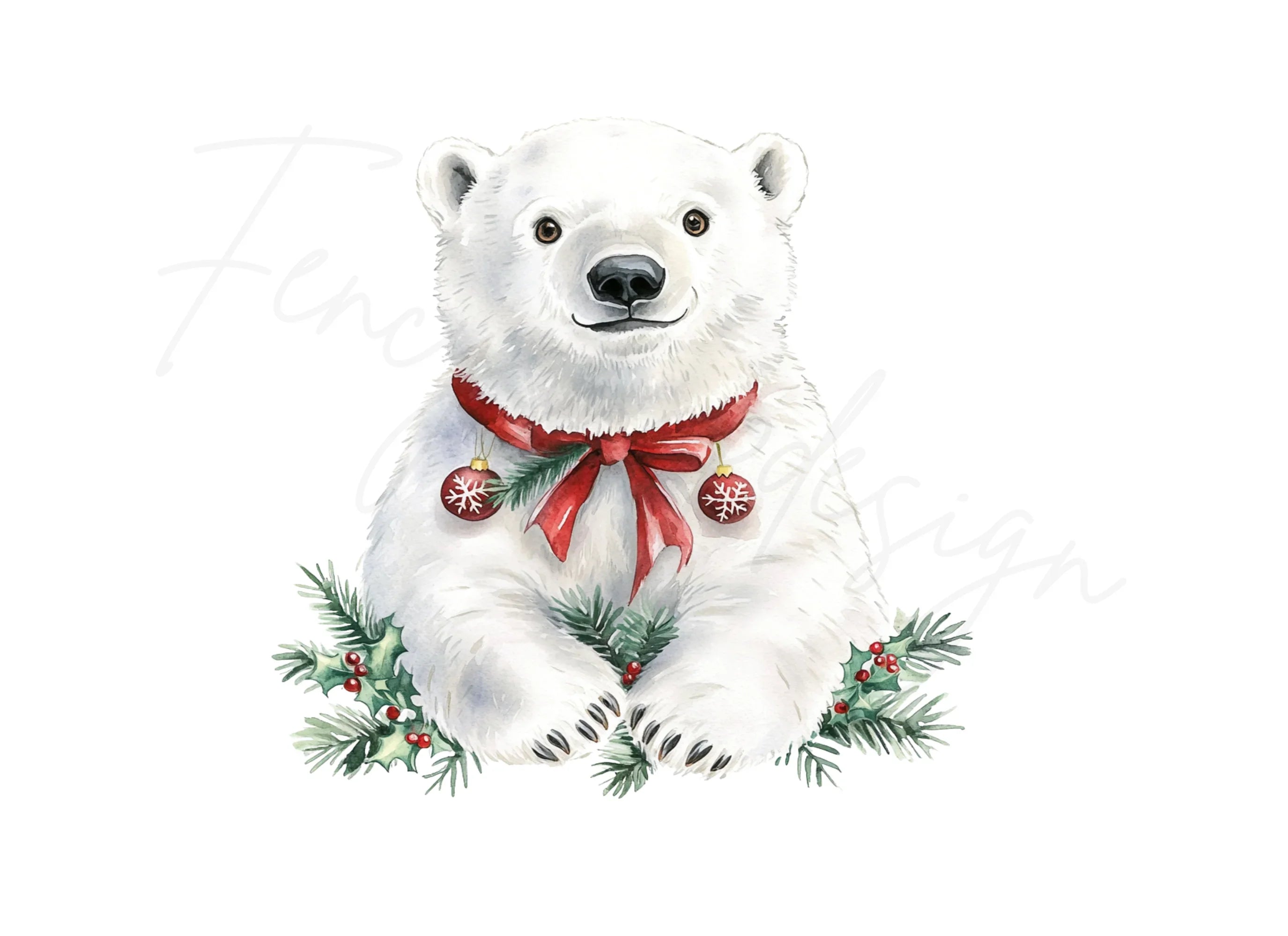 Cute Christmas Polar Bear Clipart Bundle