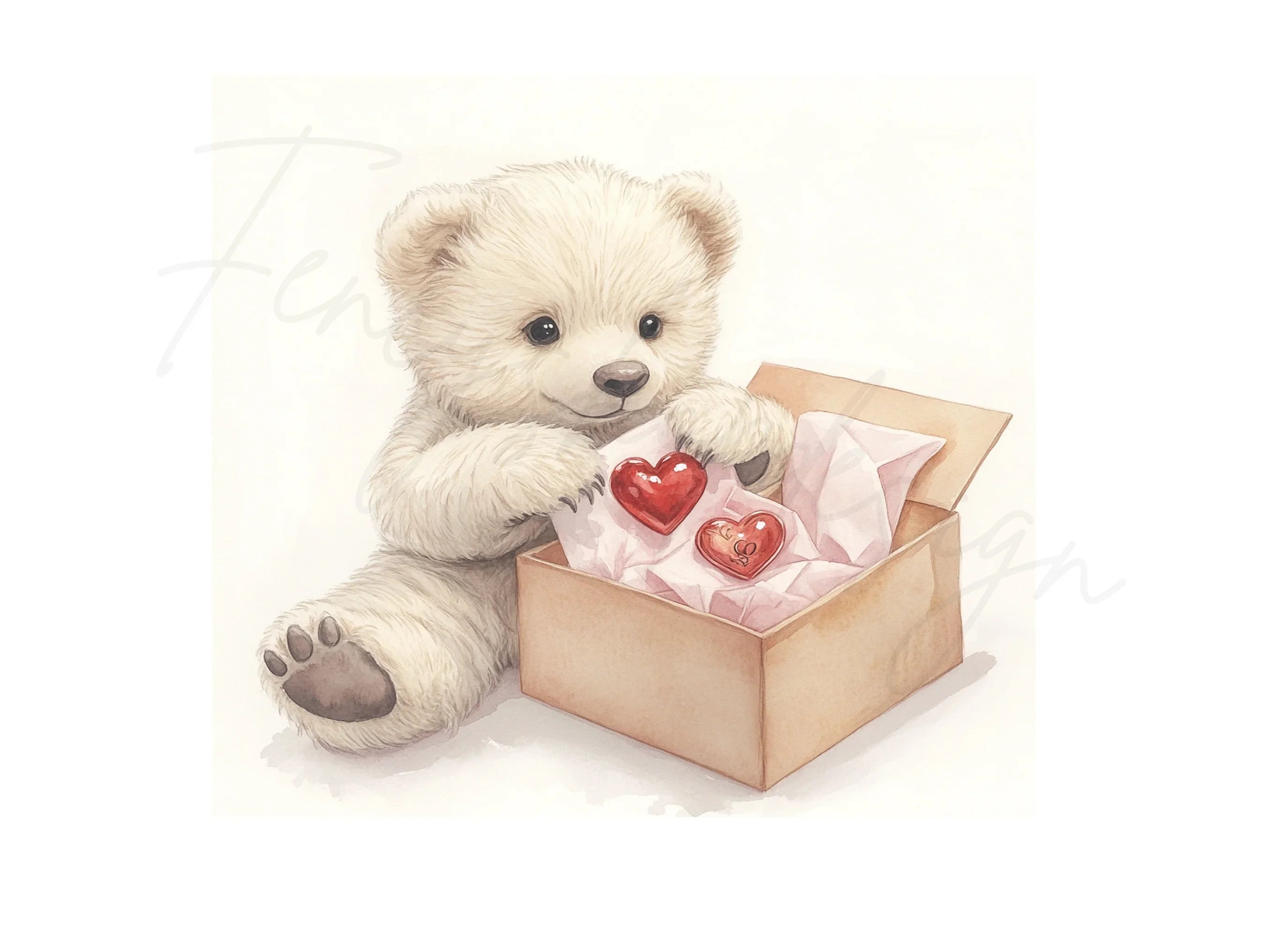 Cute Teddy Bear with Gift Box Clipart Bundle