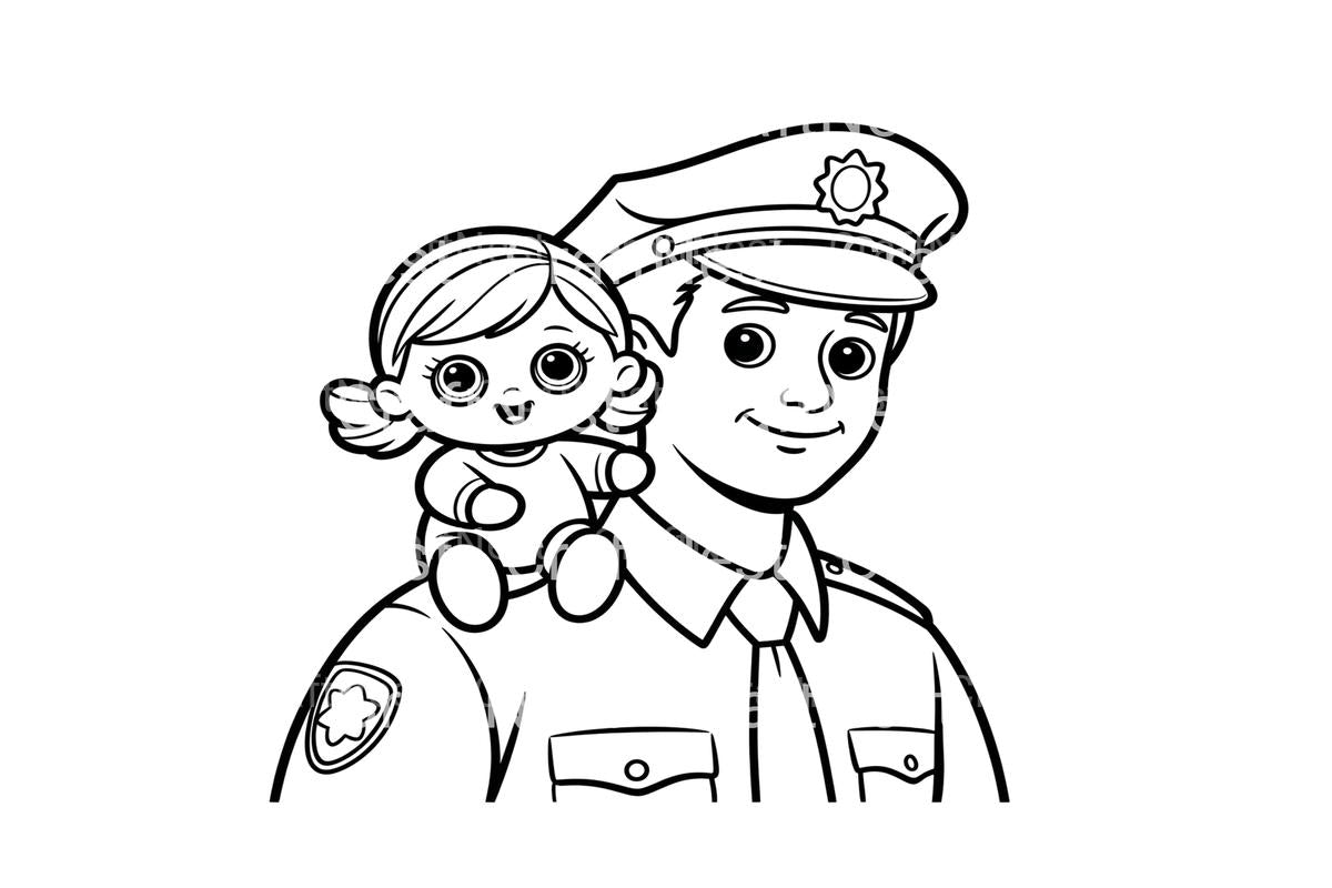 Police Officer and Doll Coloring Books