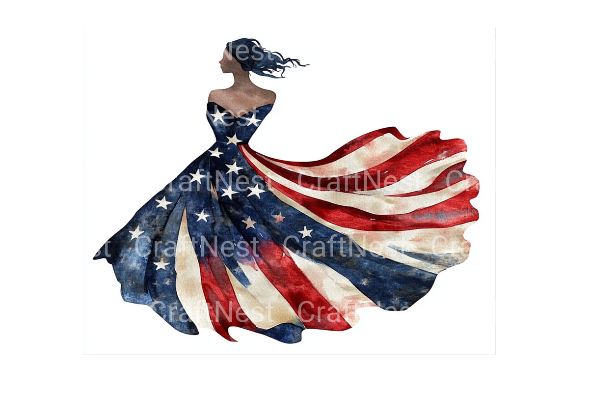 American Flag Dress Graphics Clipart Bundle