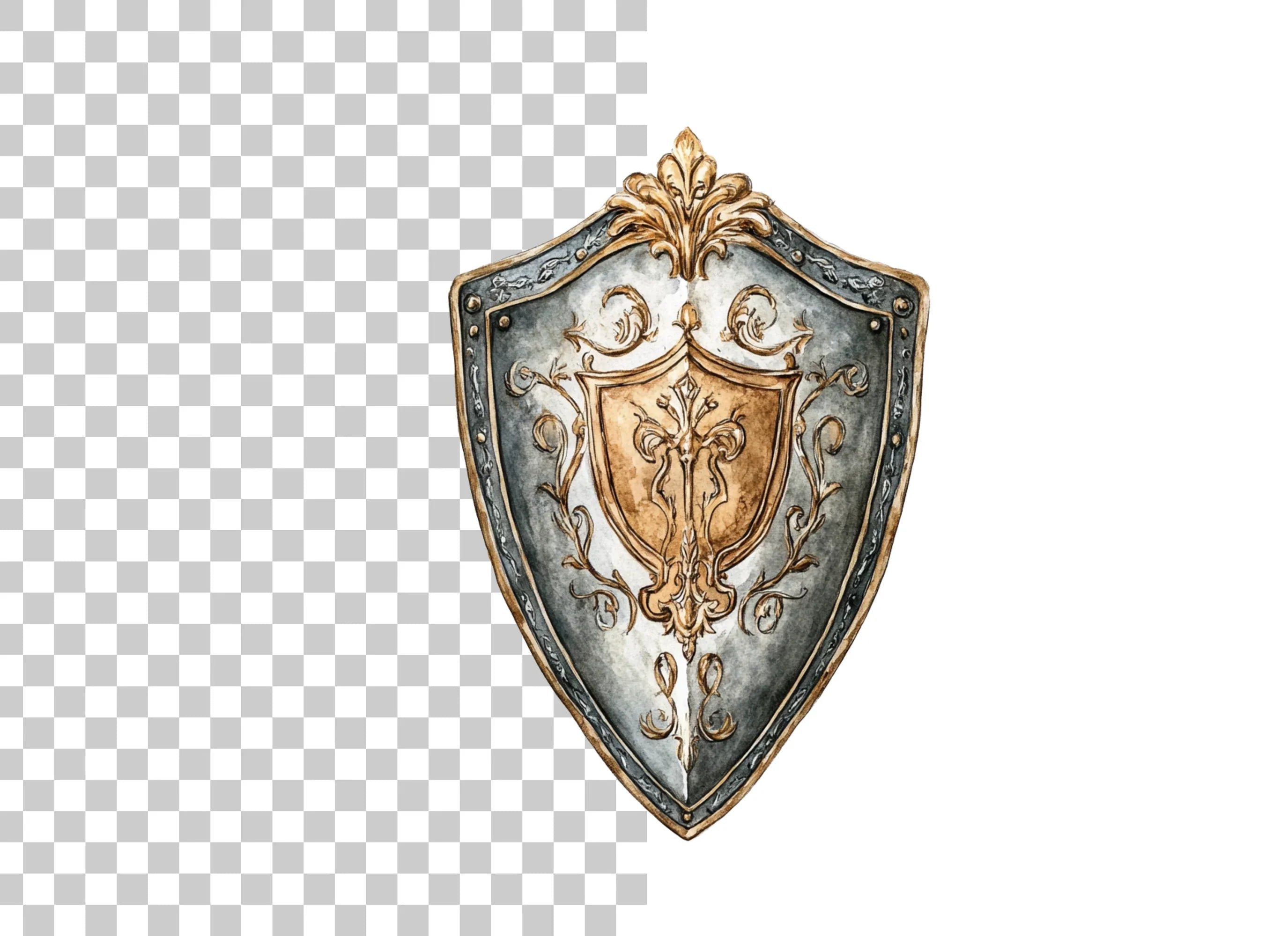 Vintage Ornate Shield Clipart Bundle