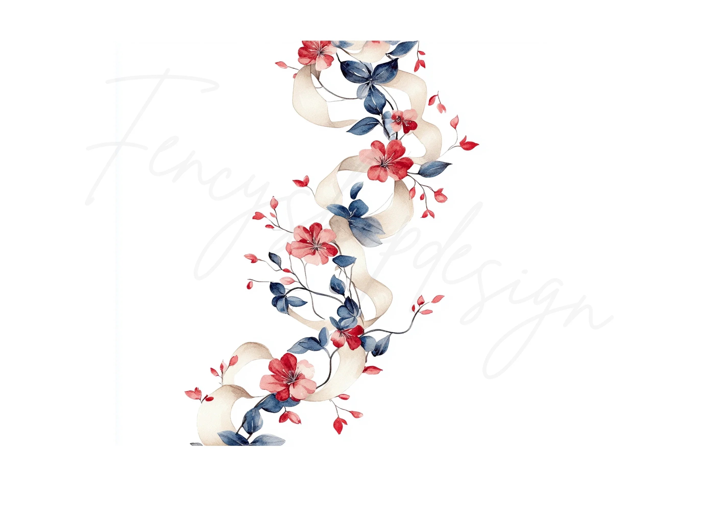 Floral Ribbon Border Clipart Bundle