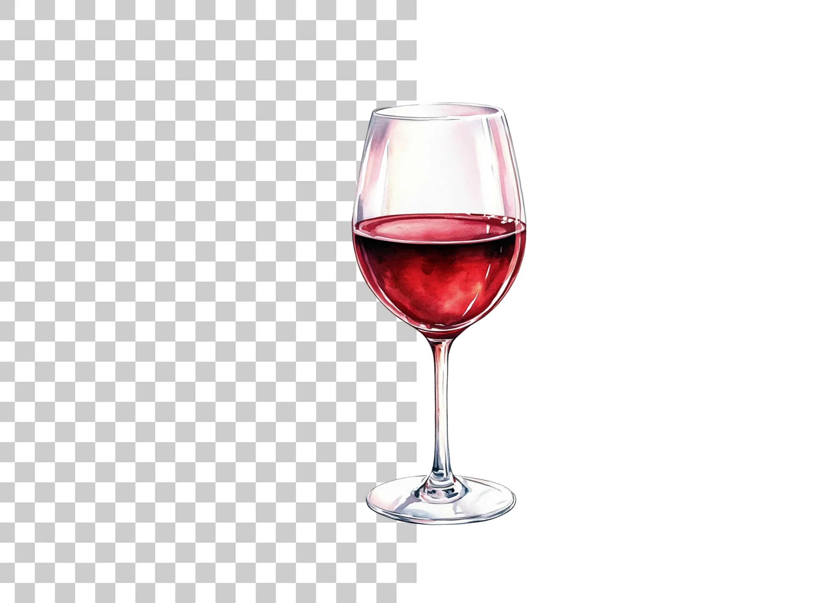 Elegant Red Wine Glasses Clipart Bundle