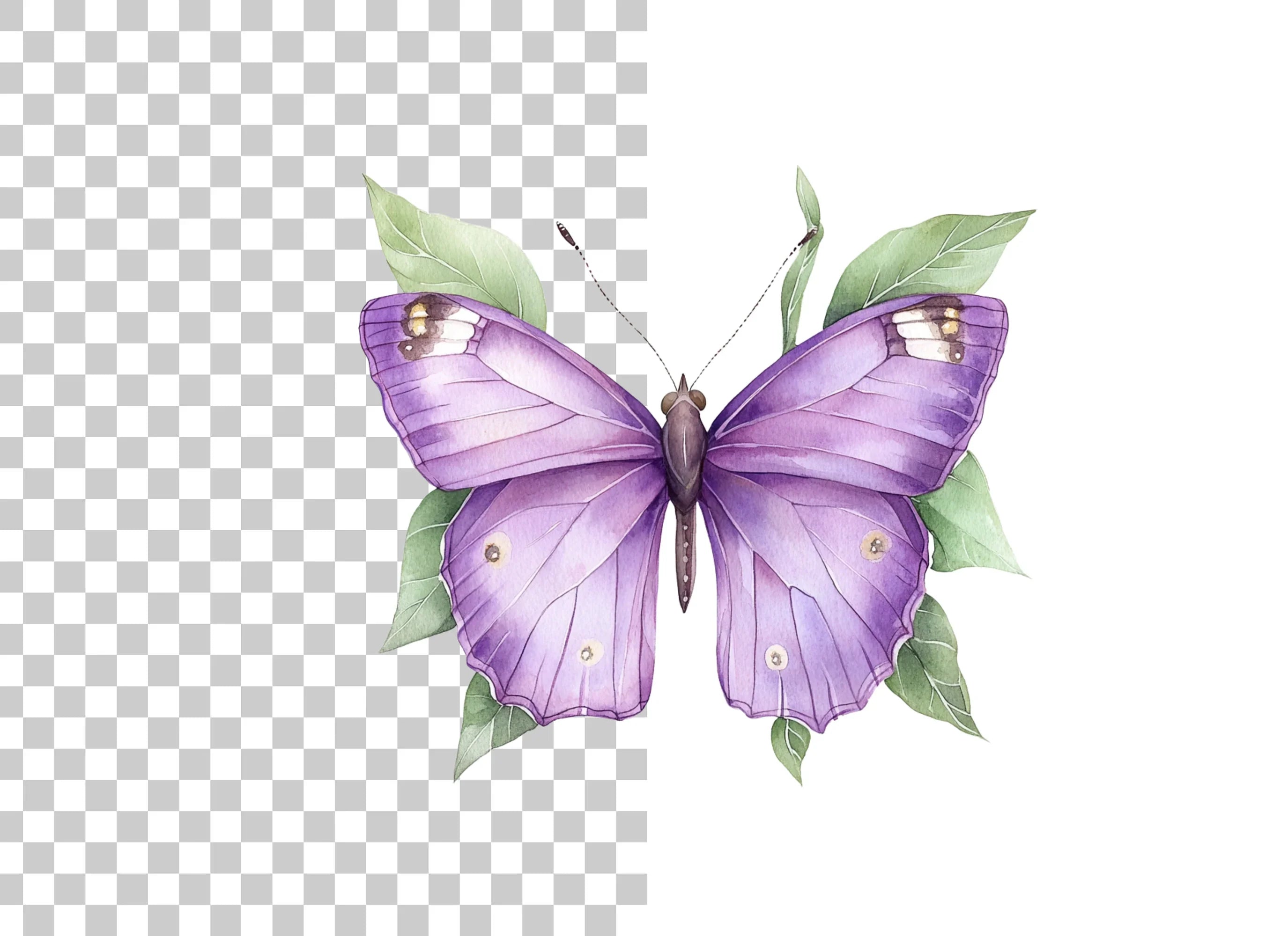 Purple Butterflies Clipart Bundle