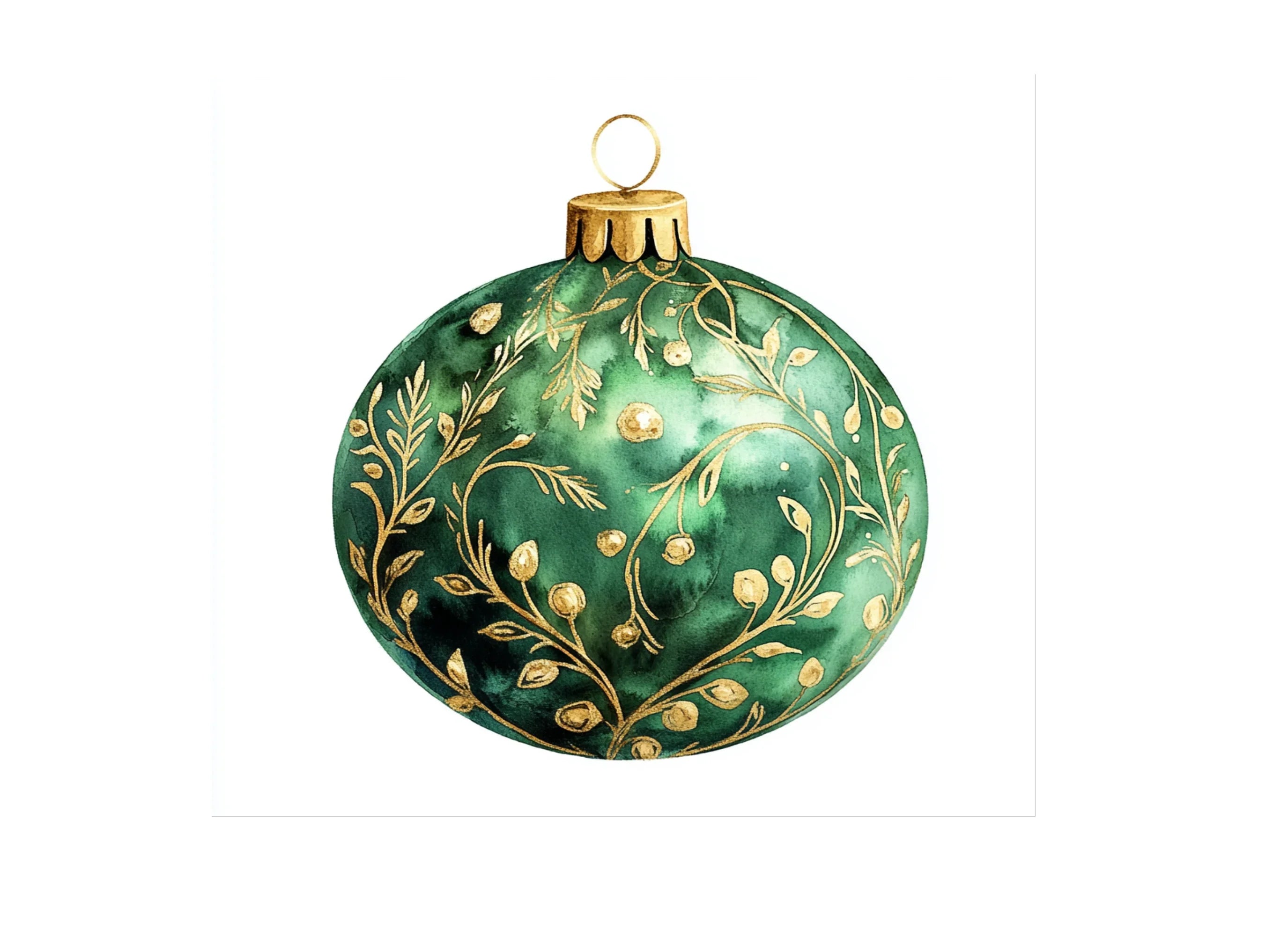 Green Christmas Ornaments Clipart Bundle