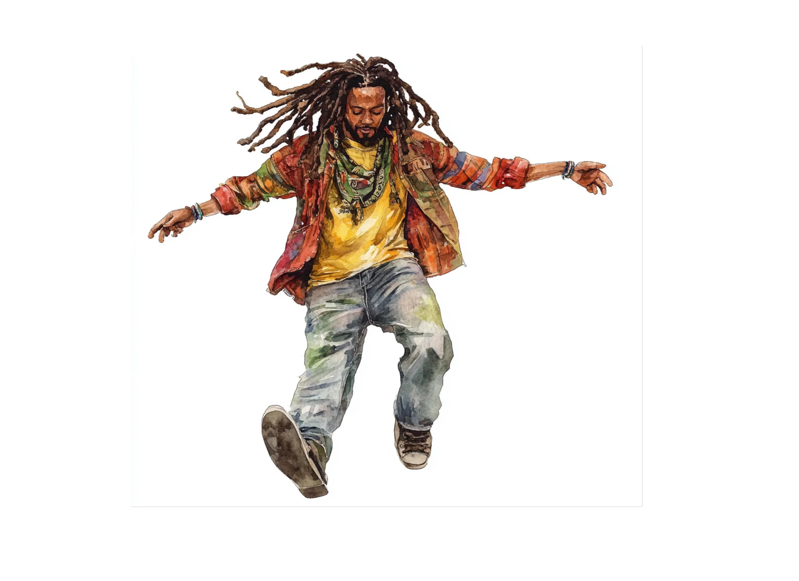 Joyful Rasta Man Dancing Clipart Bundle