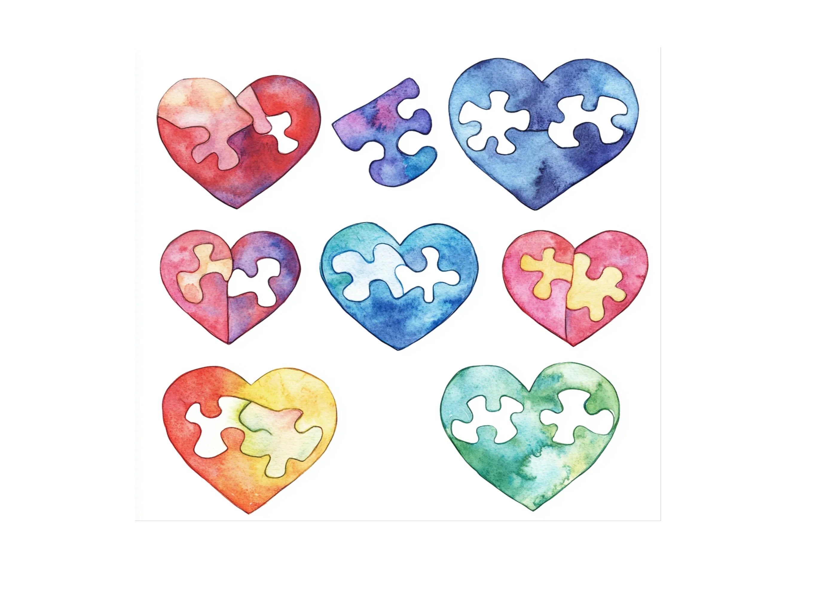 Puzzle Hearts Clipart Bundle