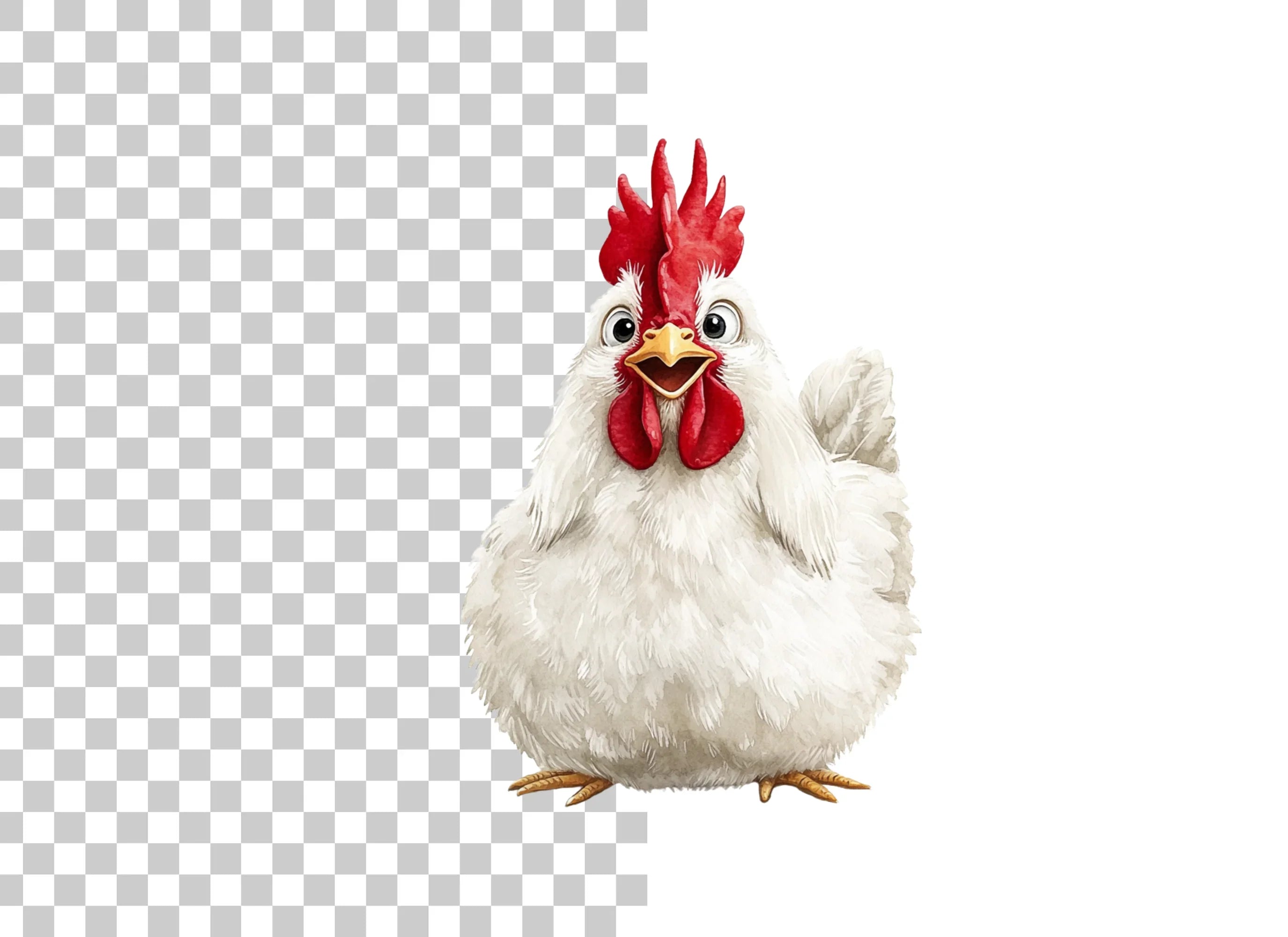 Happy White Chicken Clipart Bundle