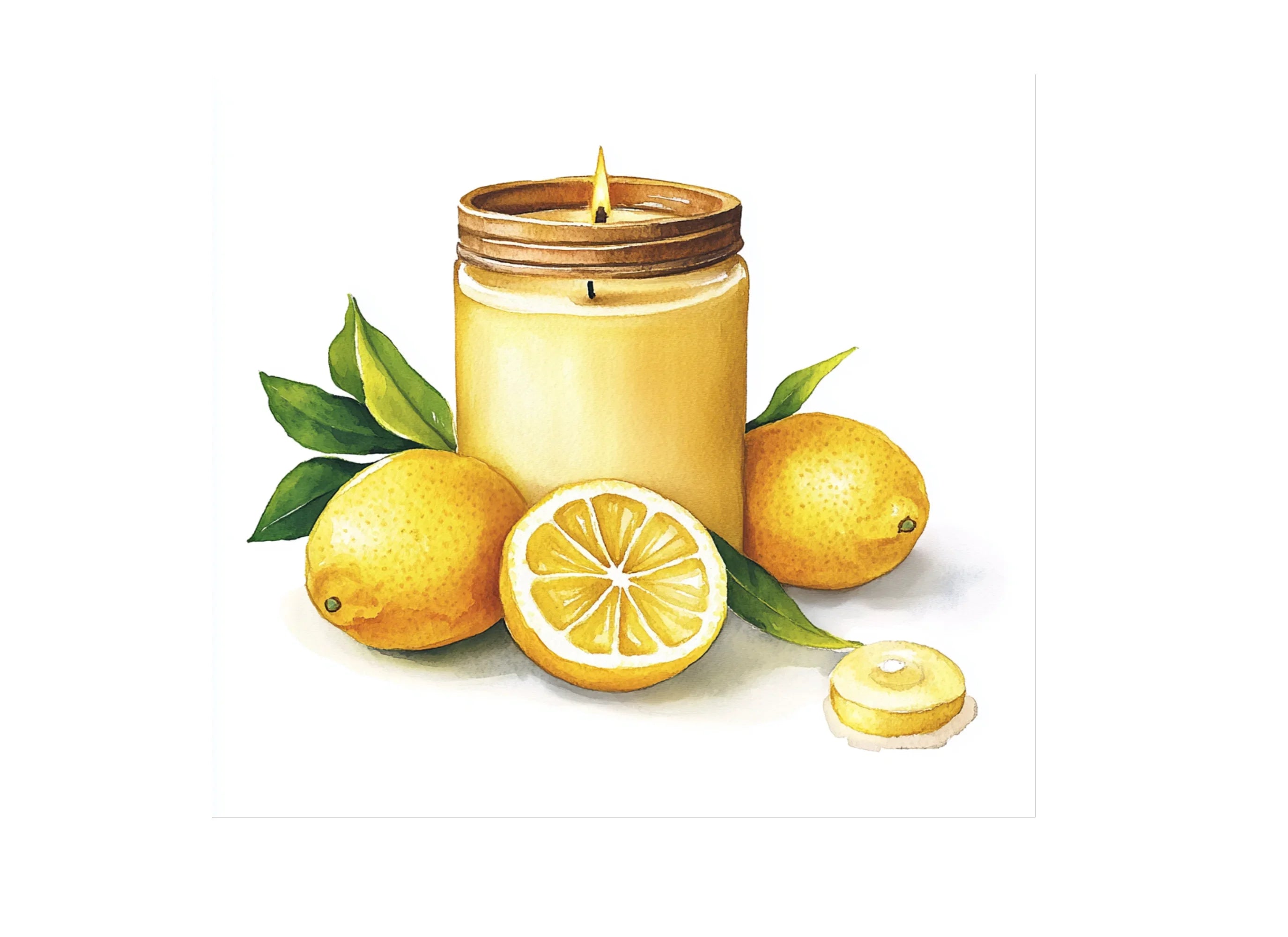 Lemon Candle Illustration Clipart Bundle