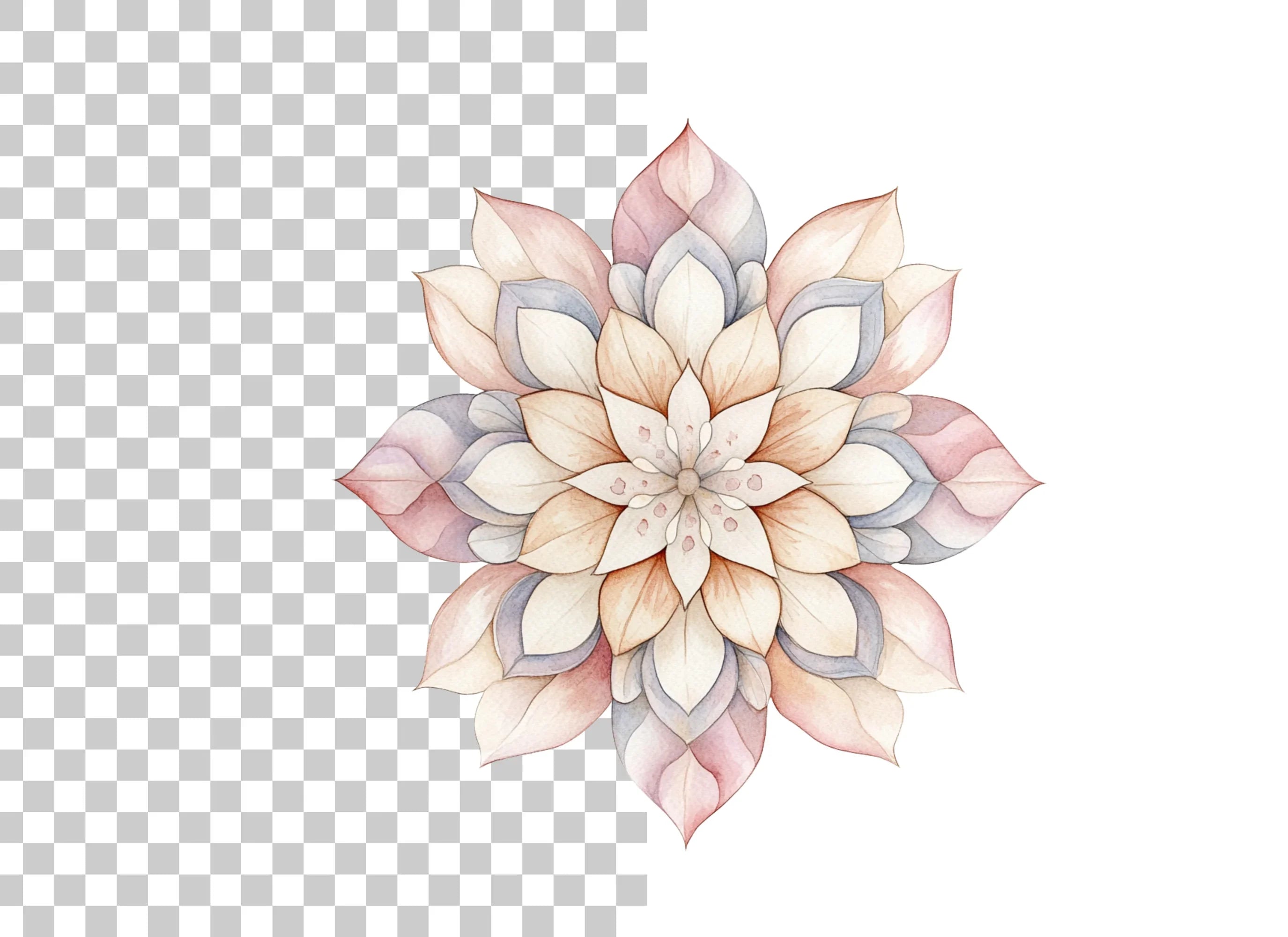 Soft Pastel Dahlia Flower Clipart Bundle