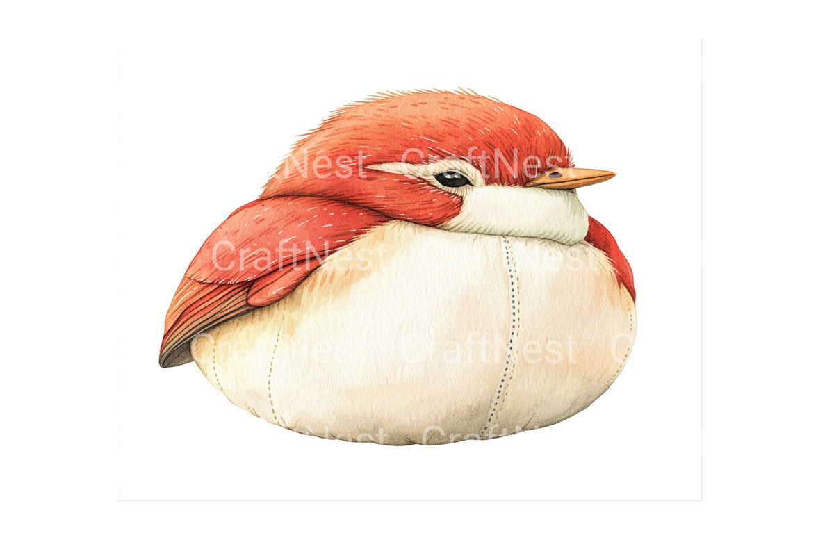 Chubby Red Birds Designs Clipart Bundle