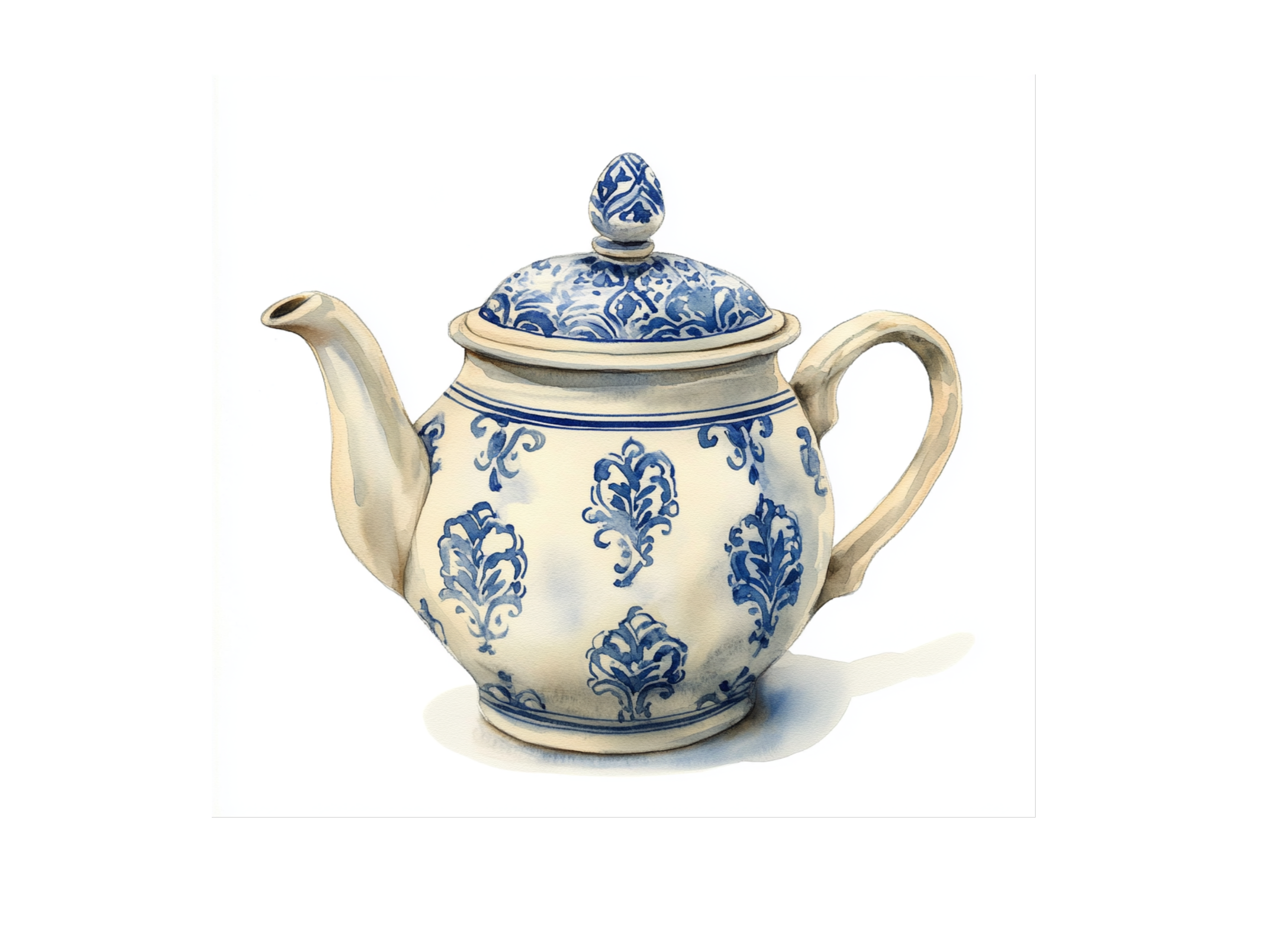 Blue and White Porcelain Teapot Clipart Bundle