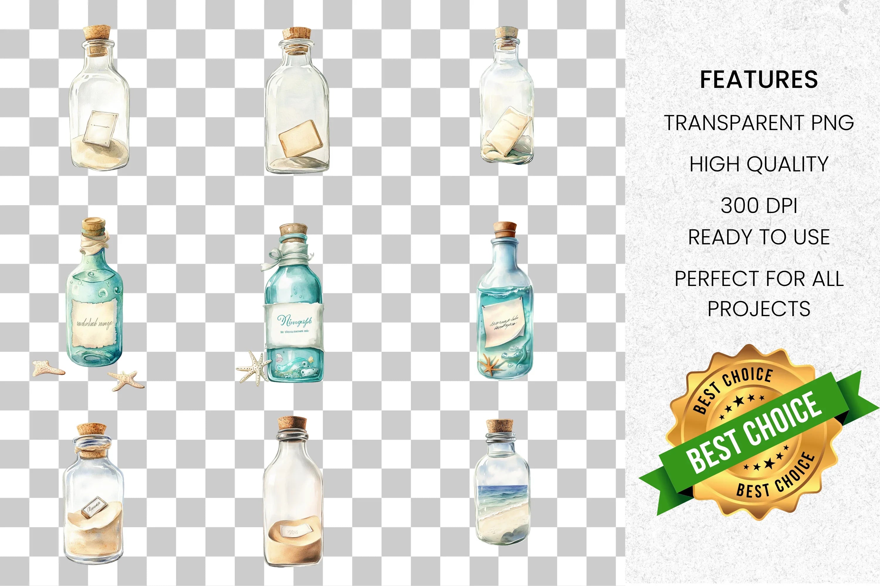 Message in a Bottle Clipart Bundle