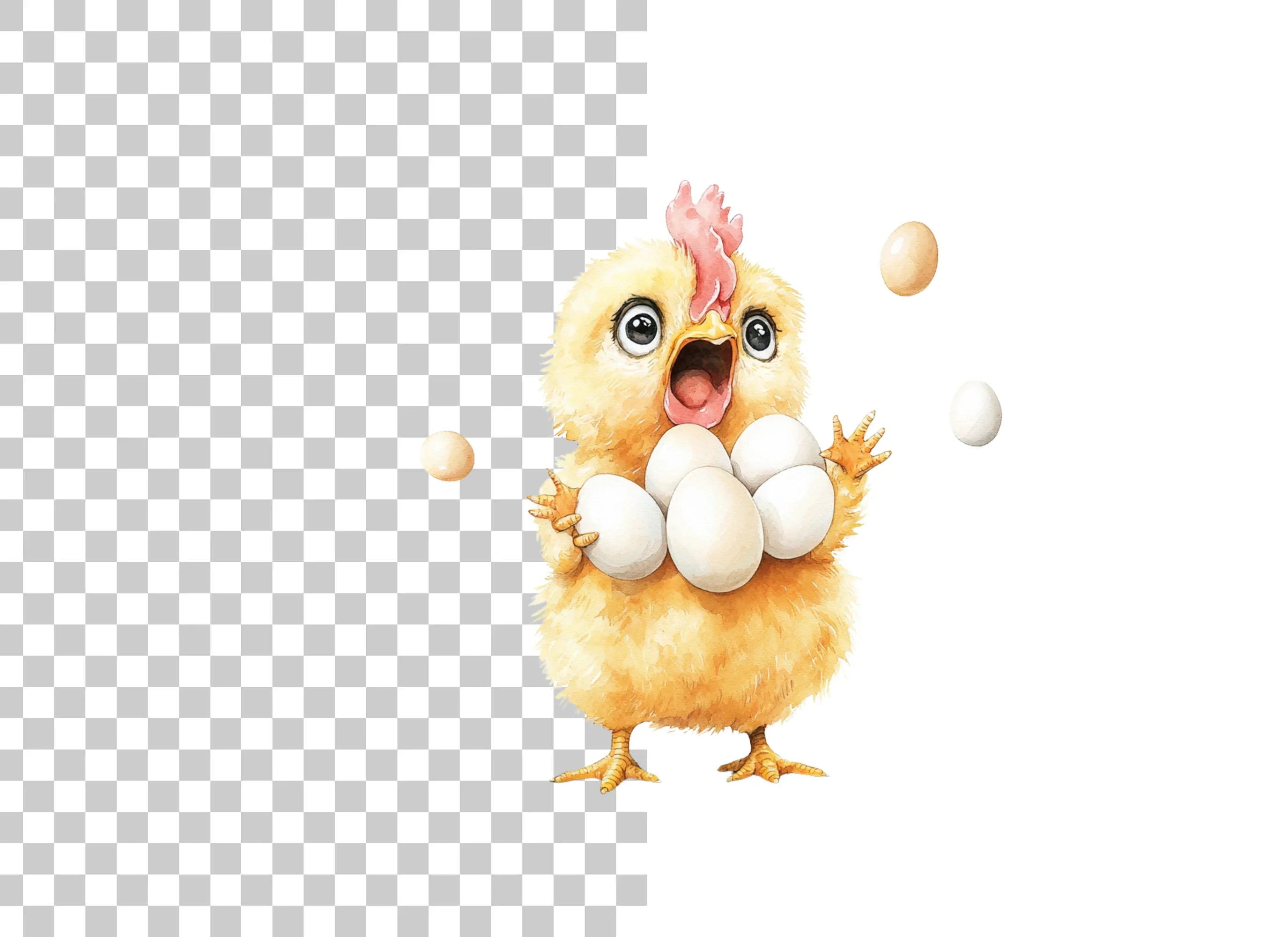 Cute Chicks with Eggs Clipart Bundle