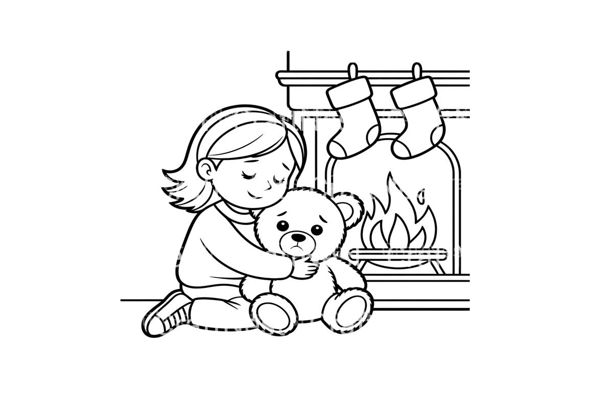 Christmas Fireplace Hug Coloring Books