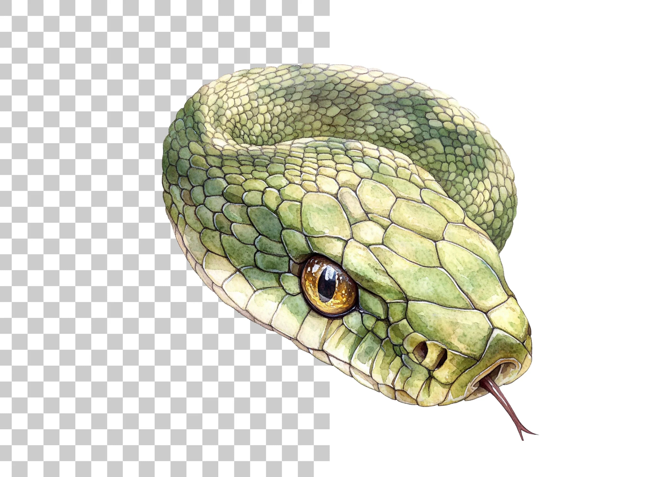 Green Snake Head and Body Clipart Bundle