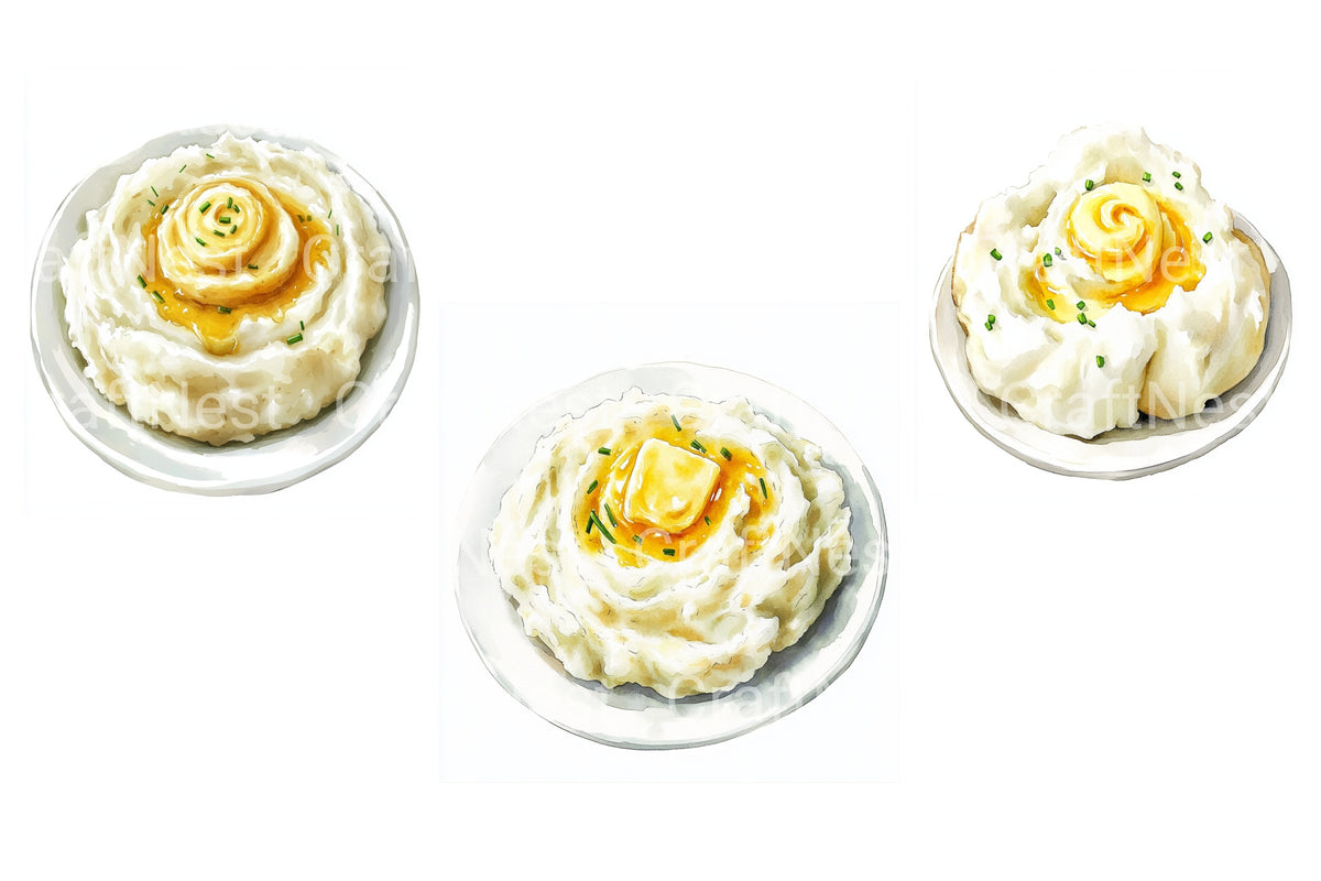 Creamy Mashed Potatoes Butter Clipart Bundle