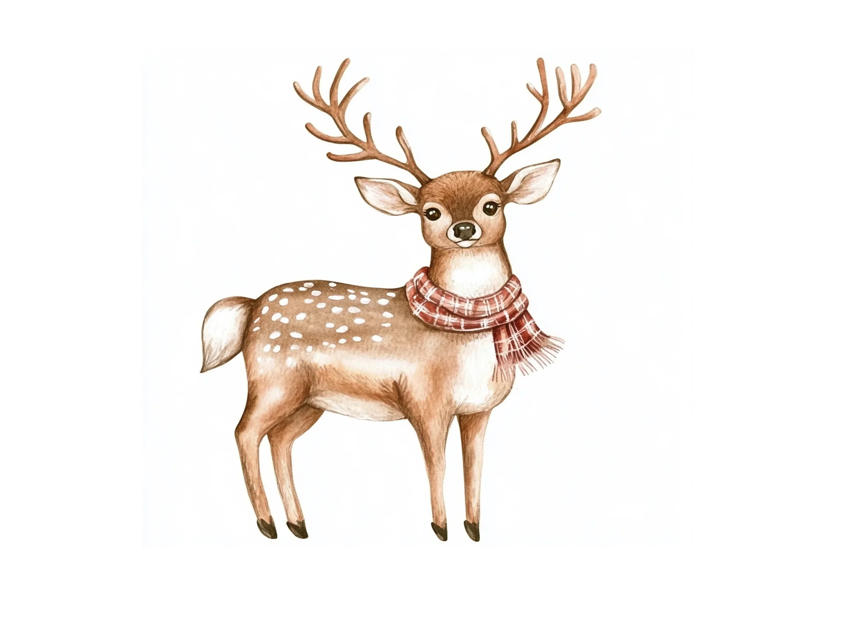 Cute Reindeer with Scarf Clipart Bundle