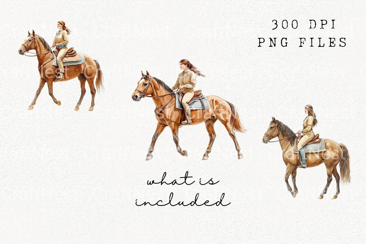 Western Horse Rider Artwork Clipart Bundle
