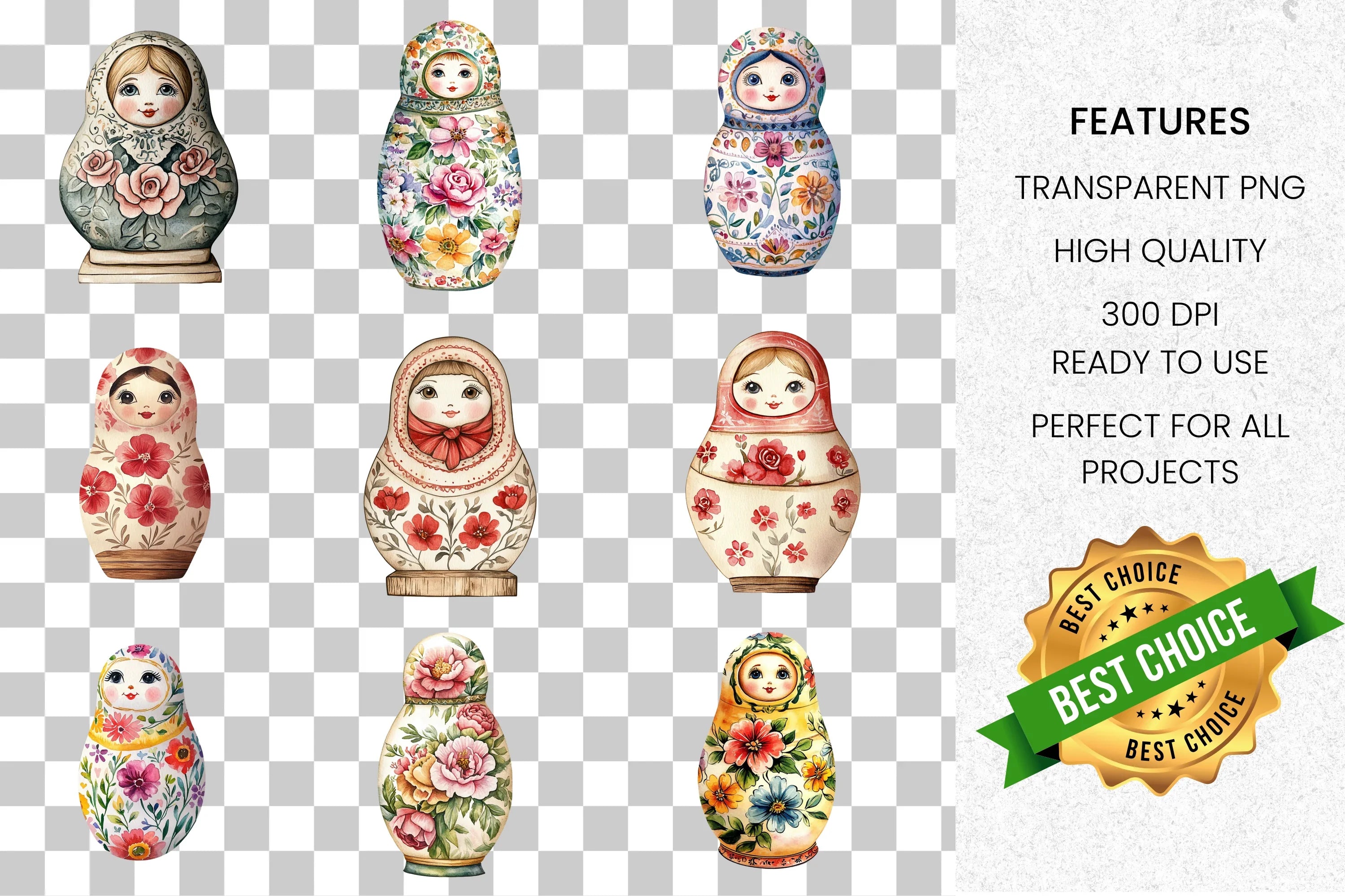 Matryoshka Dolls Clipart Bundle