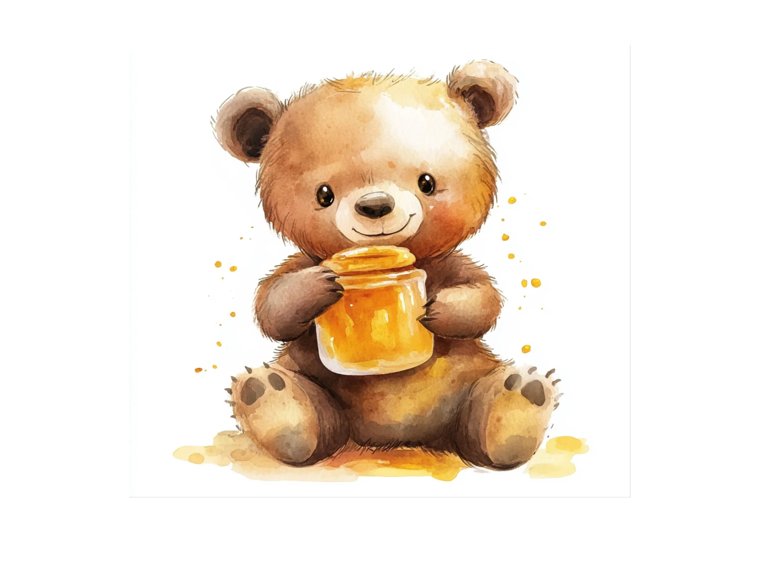 Cute Bear with Honey Clipart Bundle