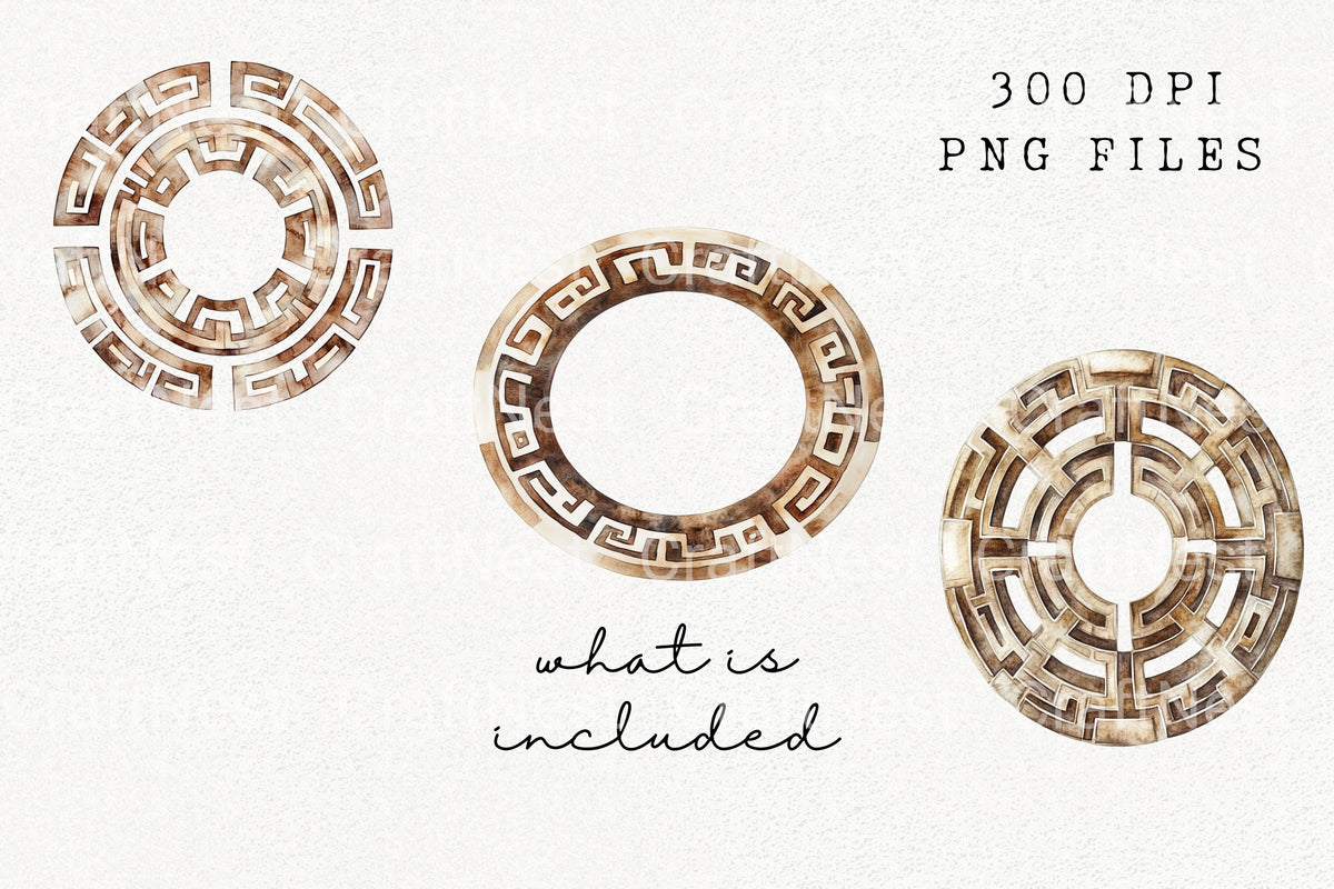 Ancient Geometric Maze Patterns Clipart Bundle