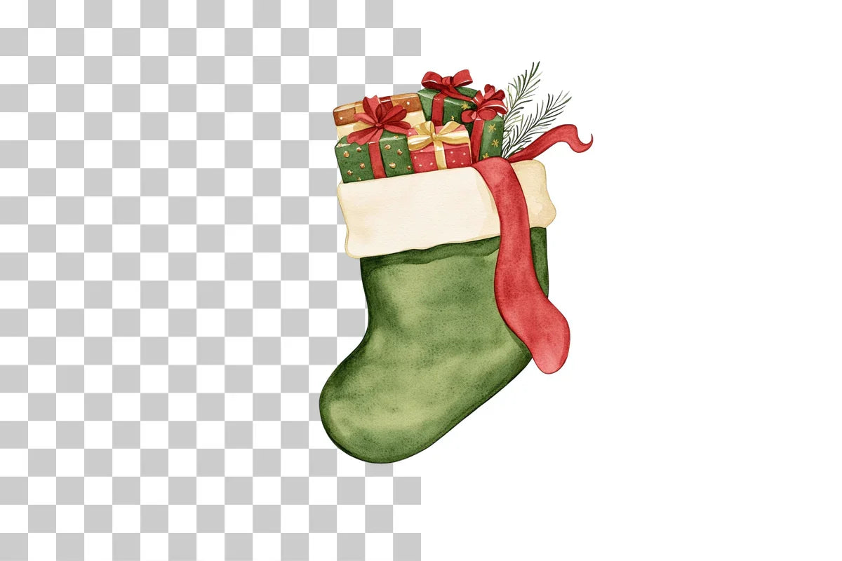 Christmas Stocking Clipart Bundle with Gifts - CraftNest - Digital Crafting and Art