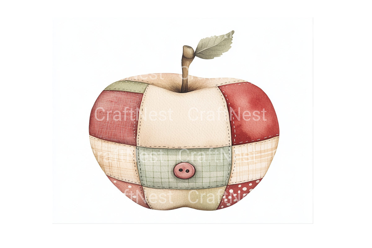 Patchwork Apple Designs Clipart Bundle