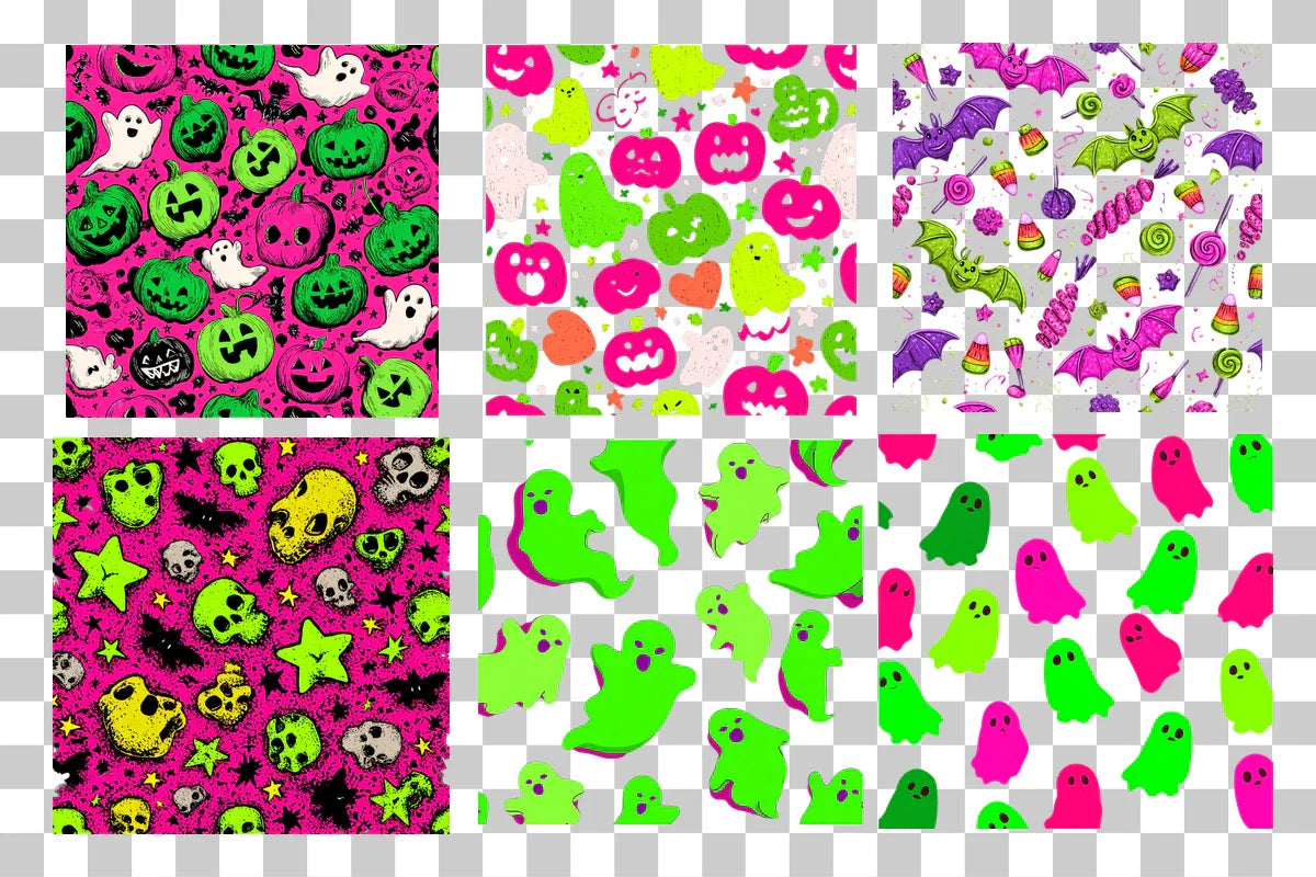 Neon Halloween Pattern Clipart Bundle - CraftNest - Digital Crafting and Art