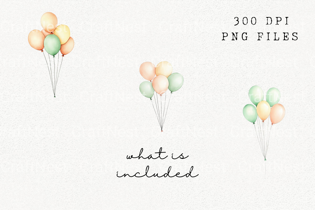 Pastel Balloons Clipart Bundle