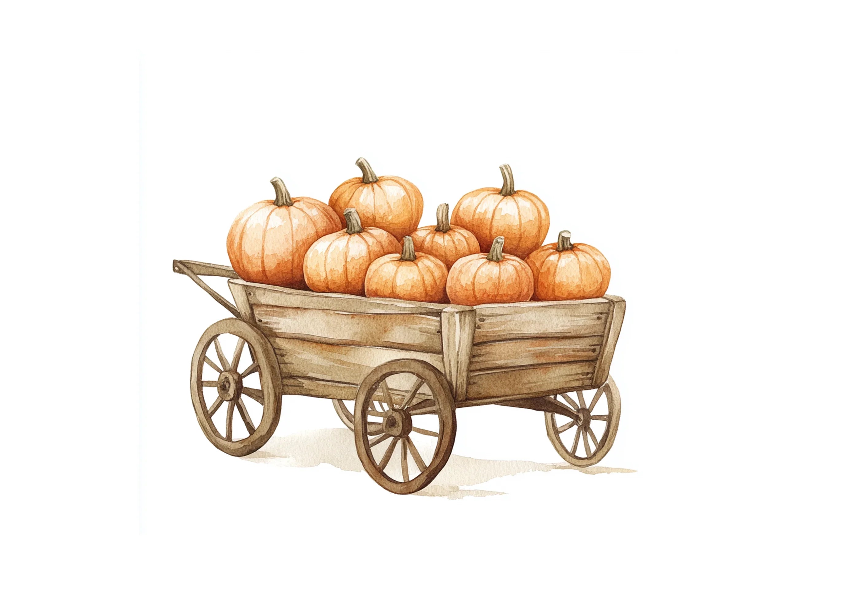 Rustic Pumpkin Wagon Clipart Bundle