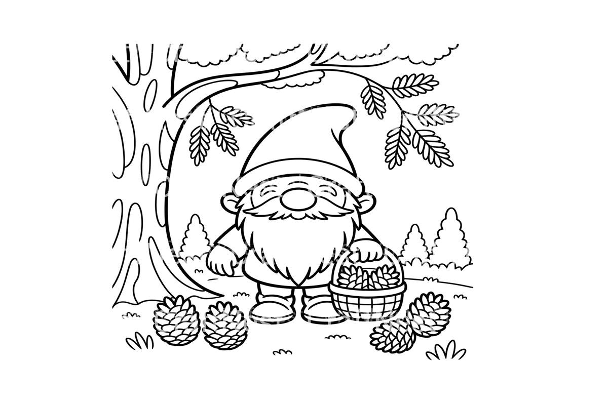 Gnome Pinecone Gathering Coloring Books
