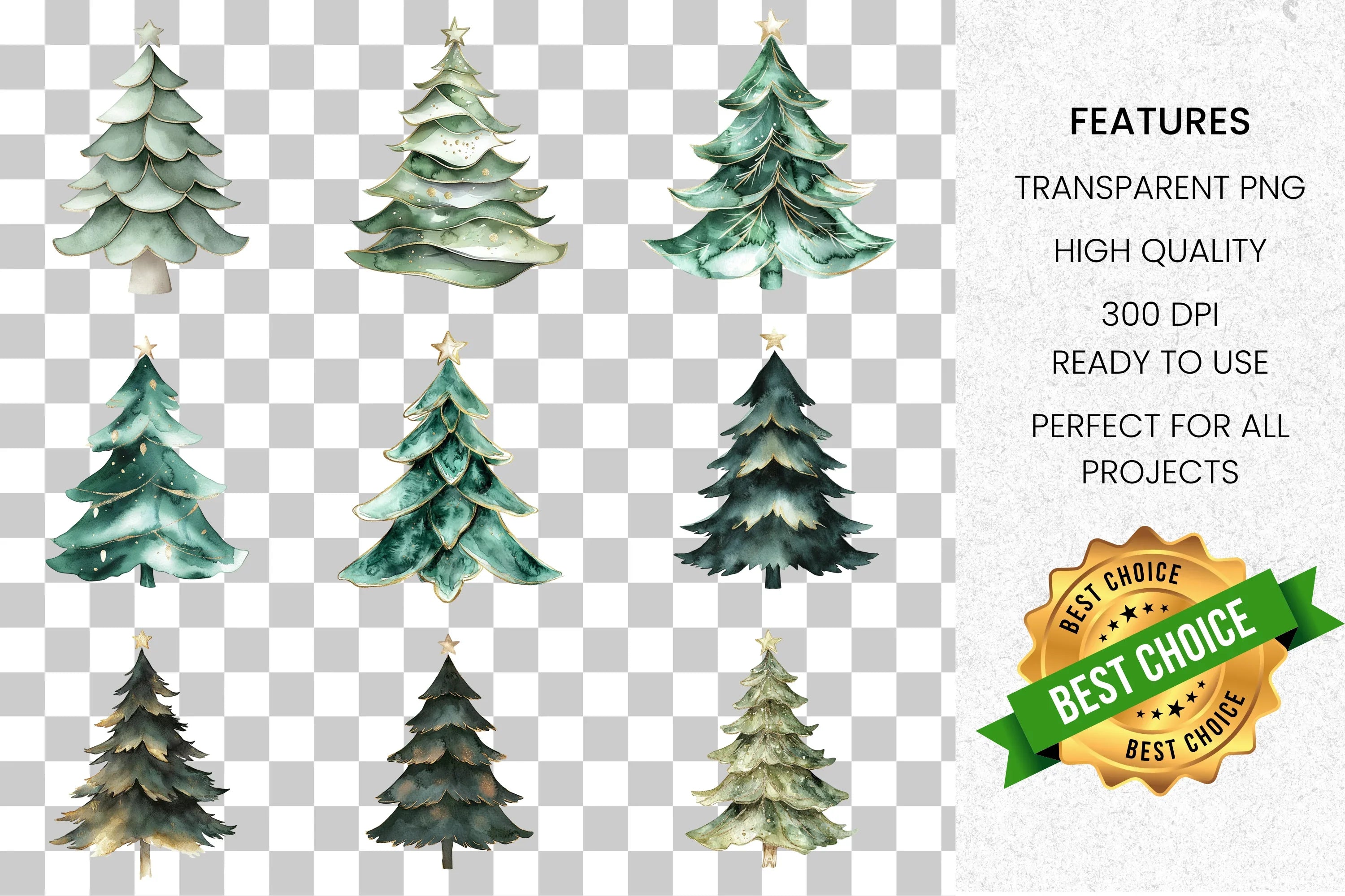 Christmas Tree Clipart Bundle