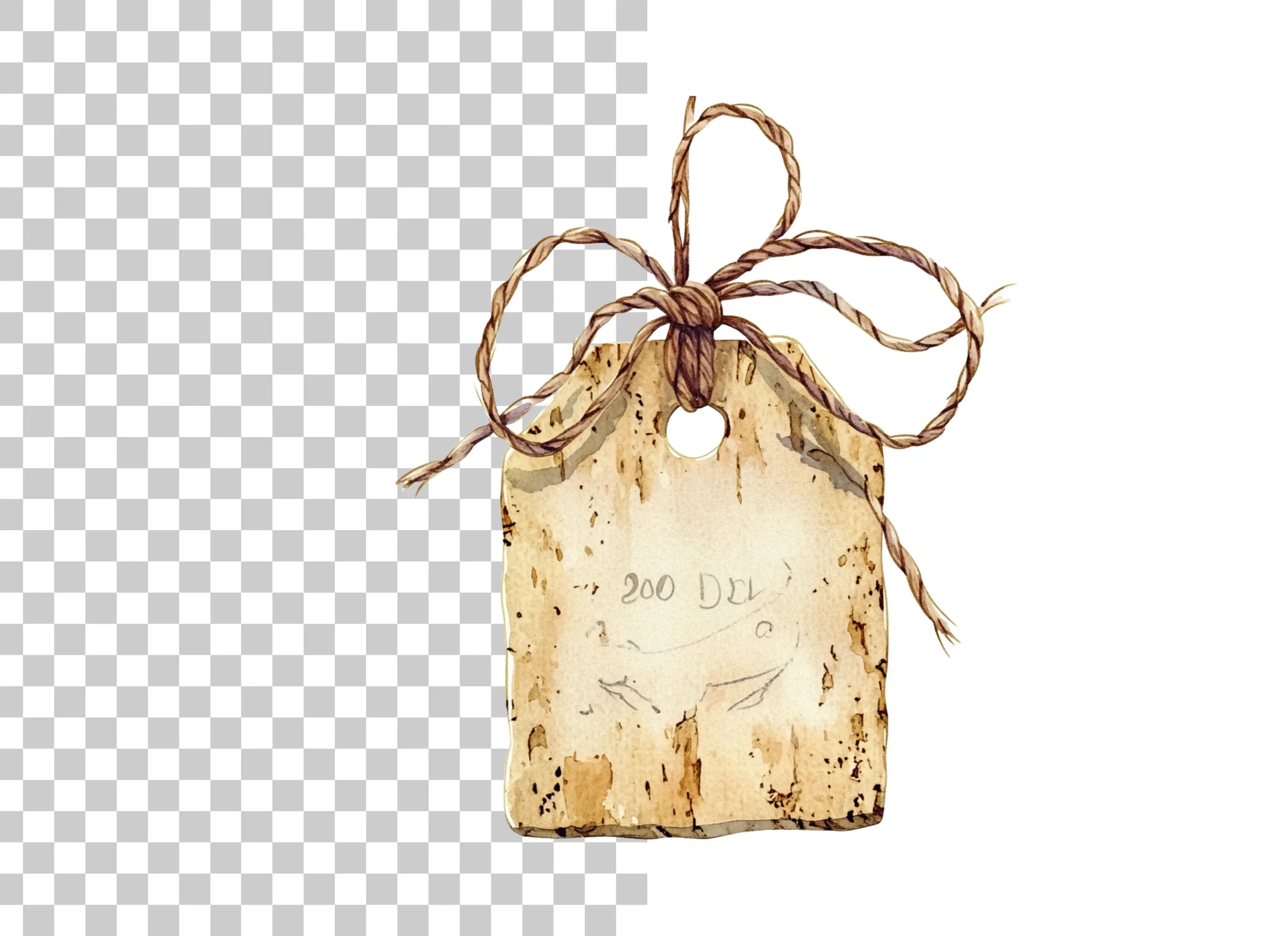 Vintage Cork Tag Clipart Bundle