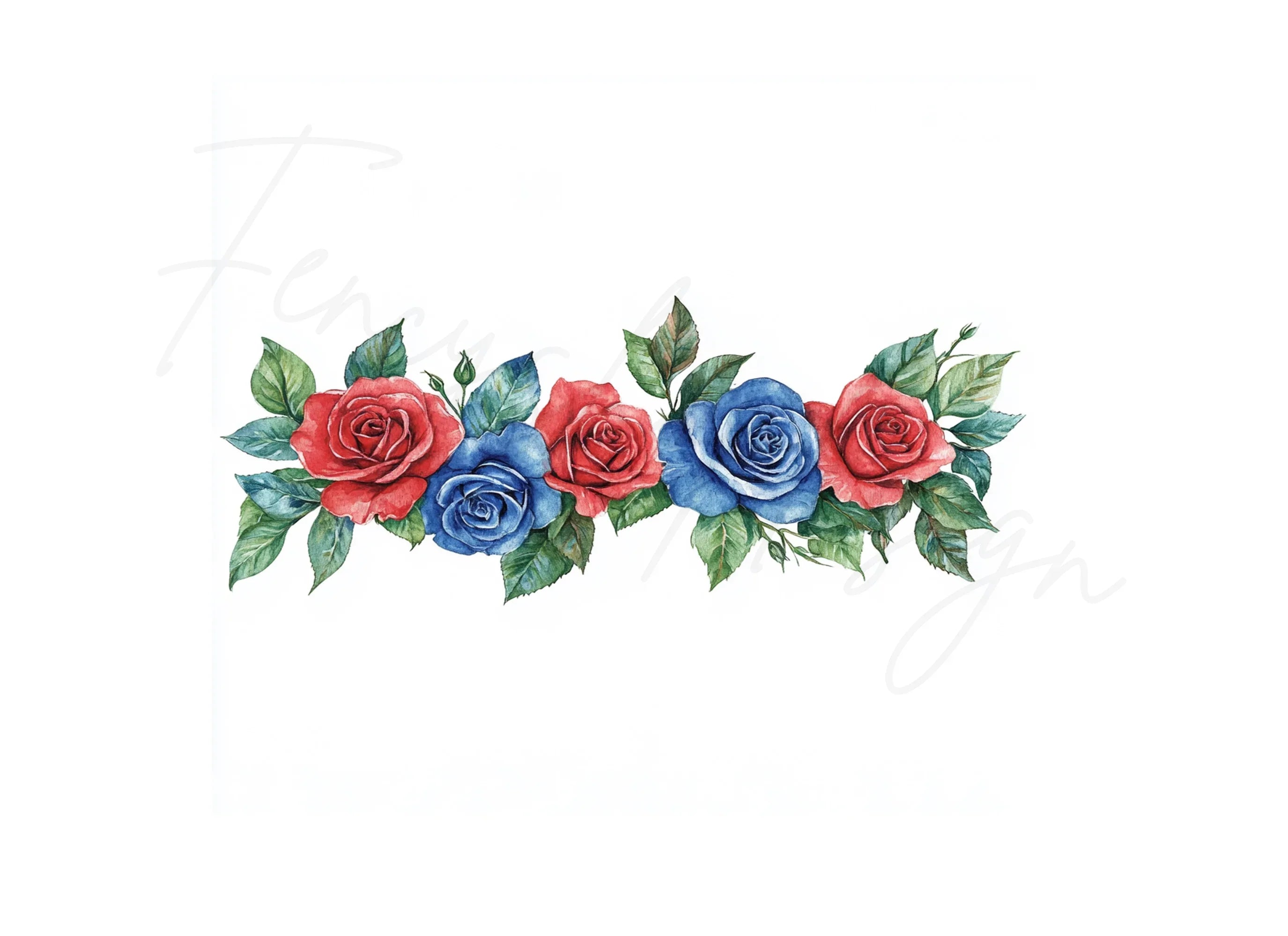 Red and Blue Rose Borders Clipart Bundle