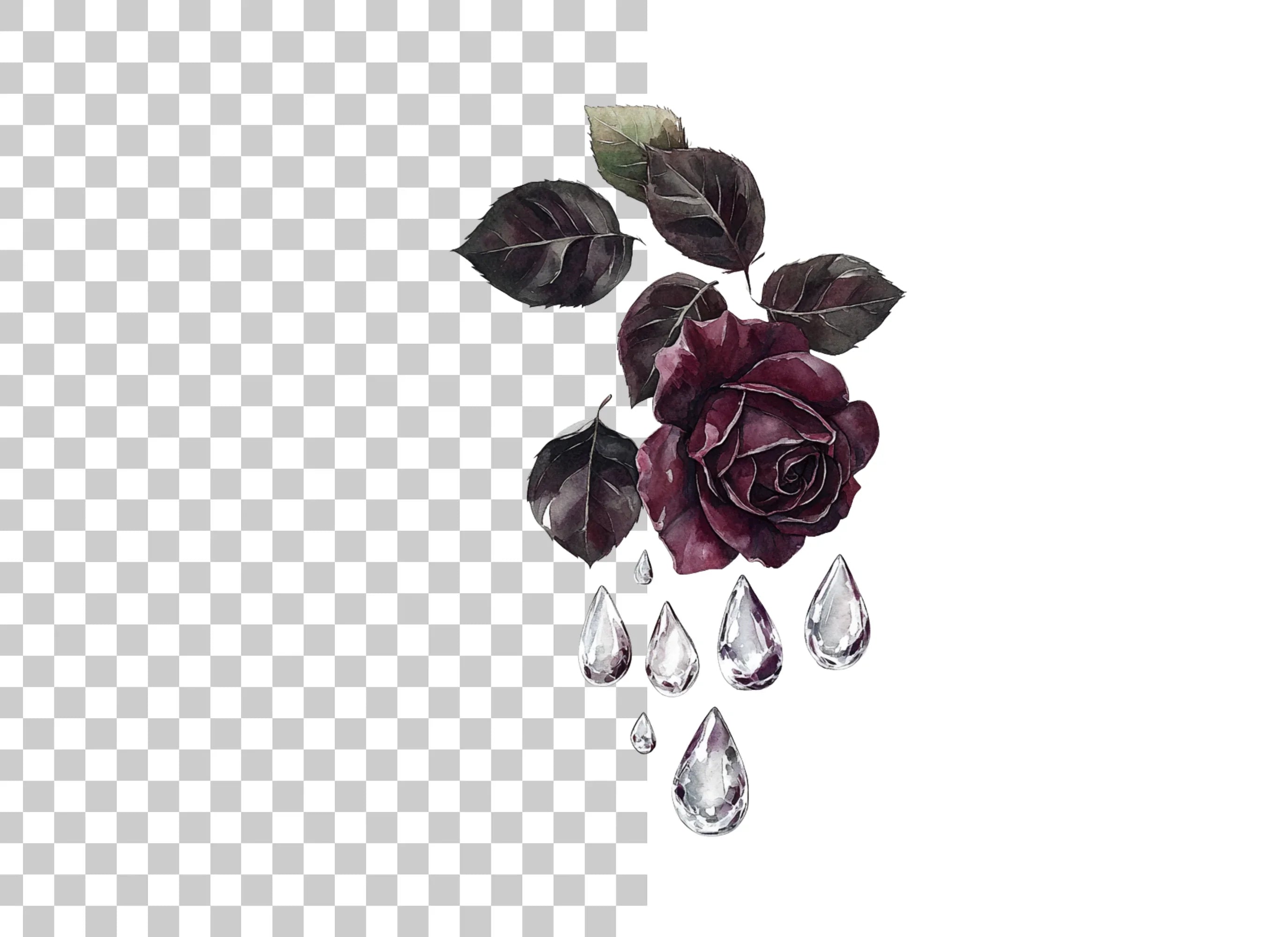 Gothic Roses Diamonds Clipart Bundle