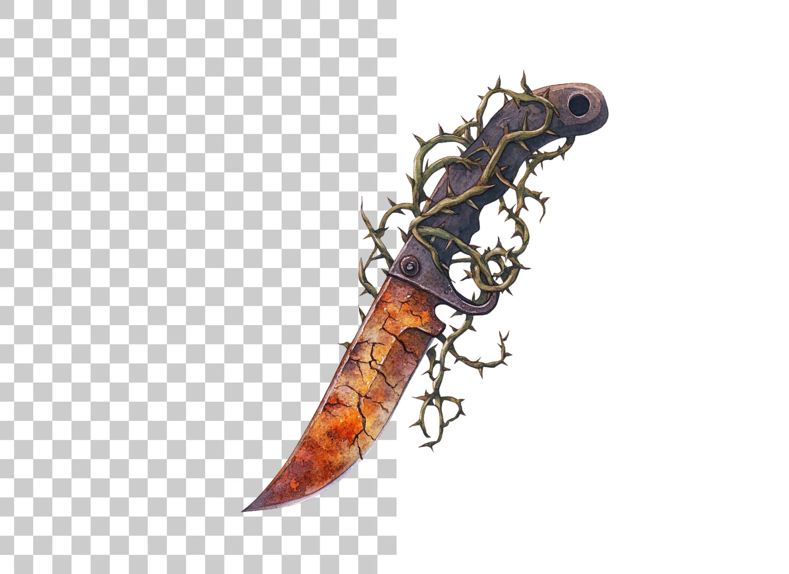 Rusty Knives with Thorns Clipart Bundle