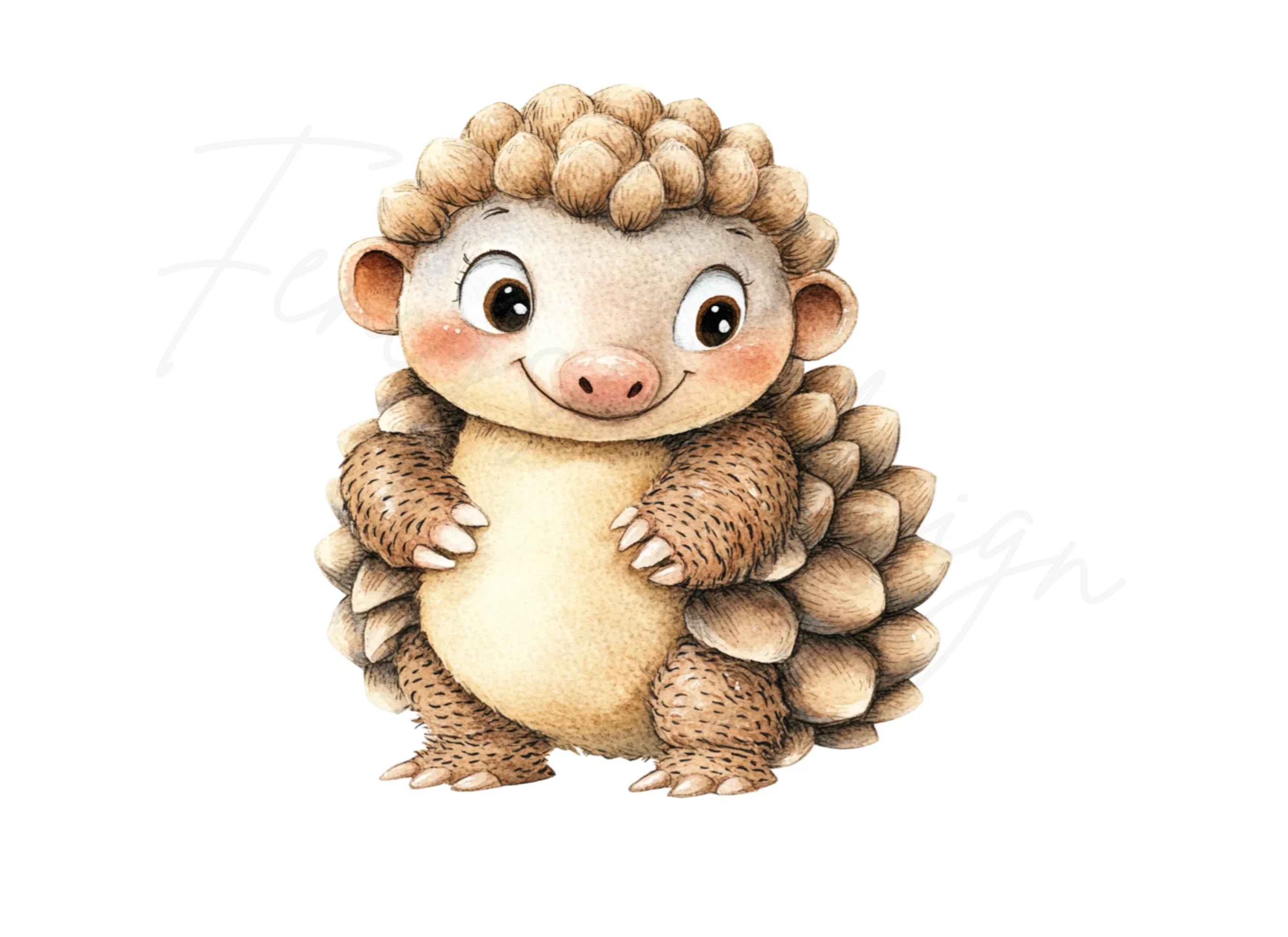 Cute Pangolin Hedgehog Clipart Bundle