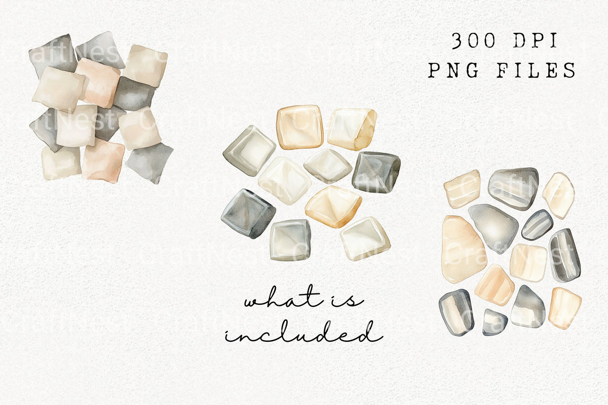 Abstract Stone Shapes Clipart Bundle