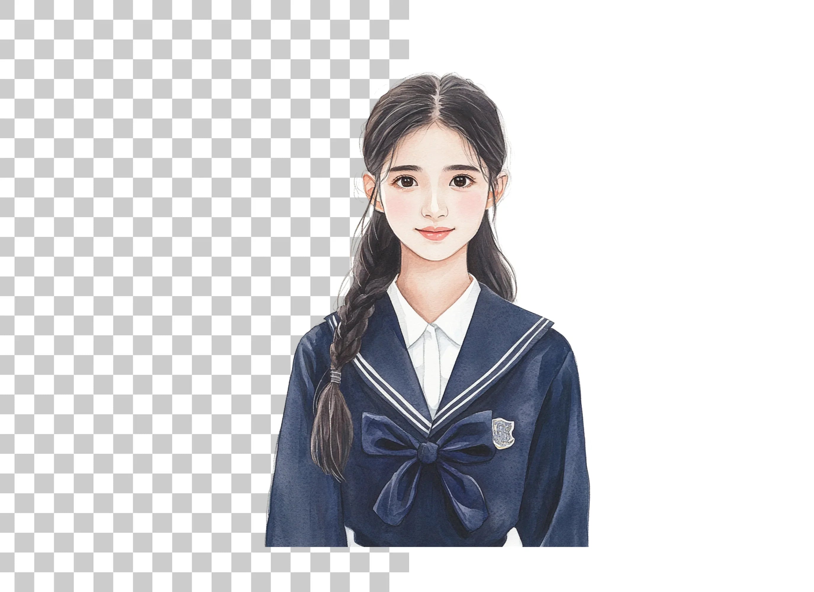 Japanese School Girl Uniform Clipart Bundle
