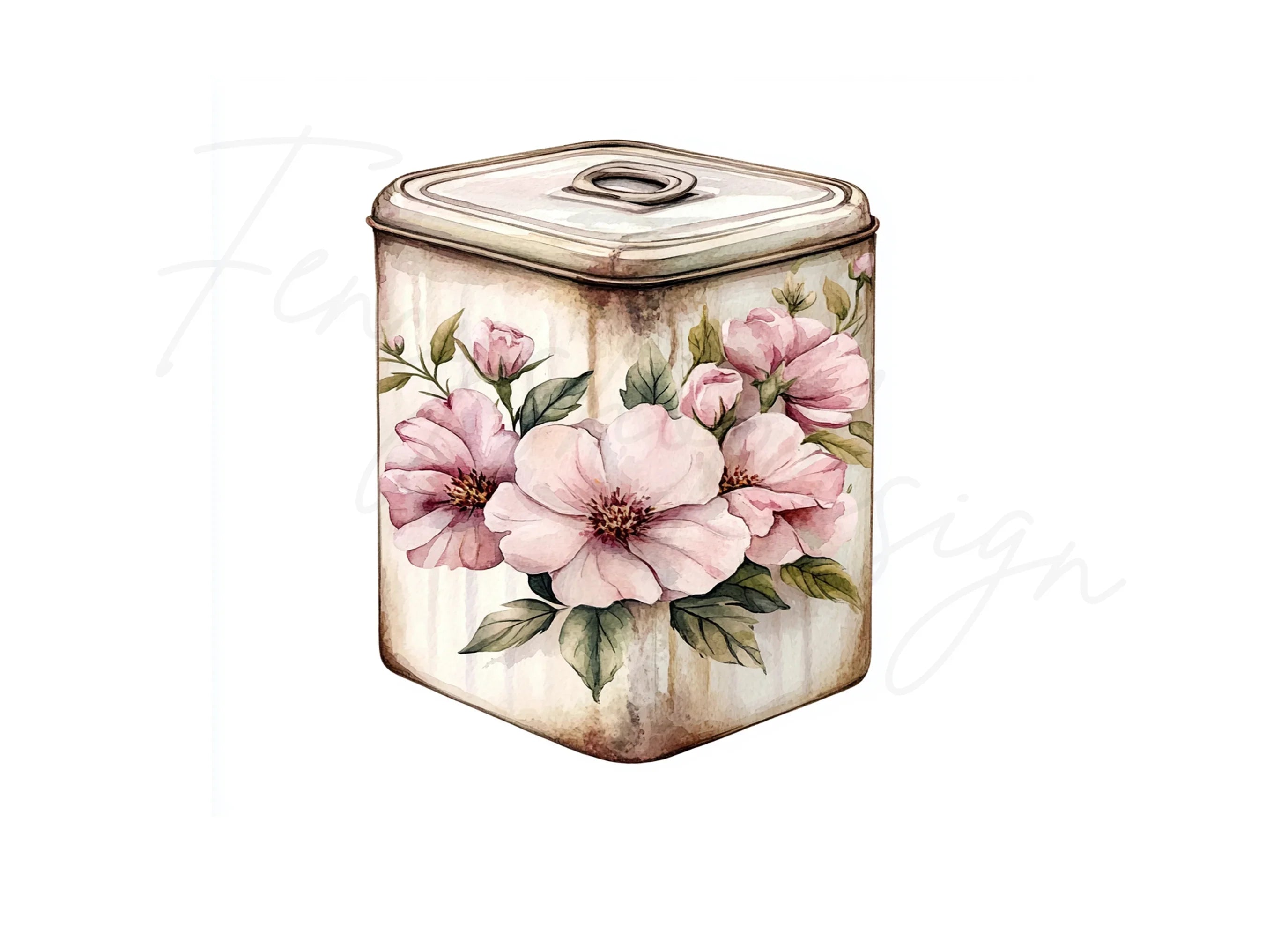 Shabby Chic Floral Canister Clipart Bundle