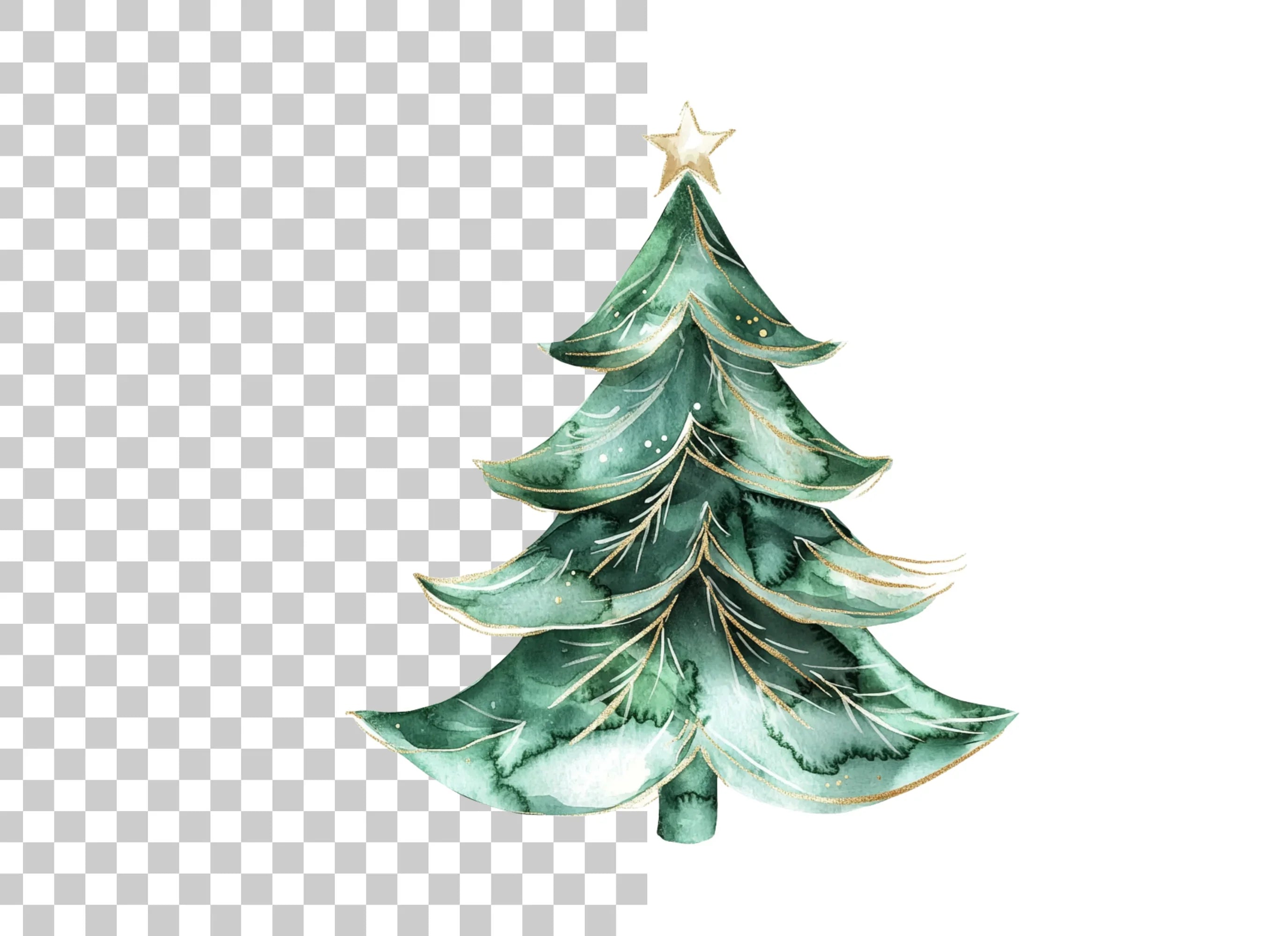 Dark Green Christmas Trees Clipart Bundle