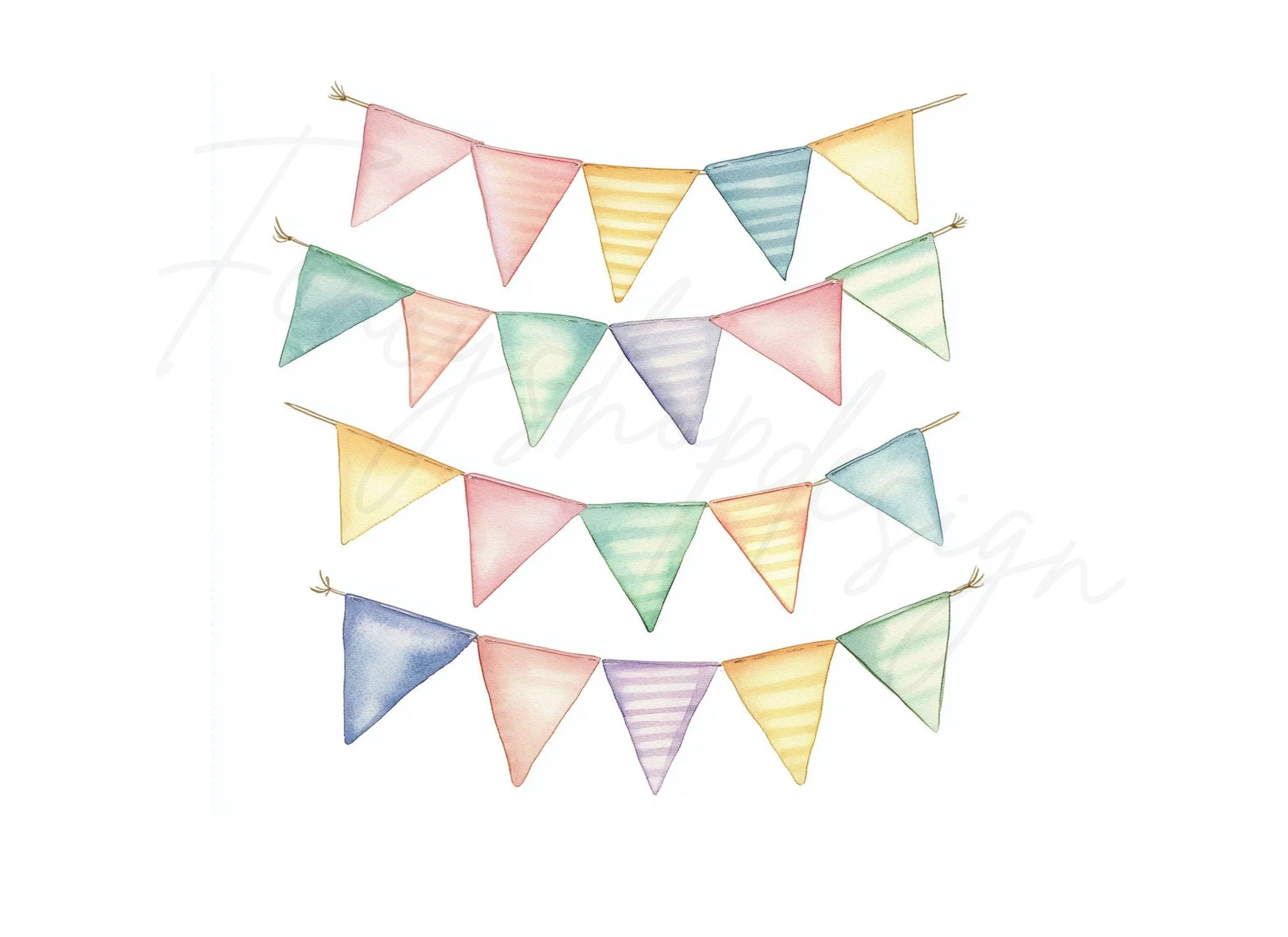 Pastel Bunting Clipart Bundle