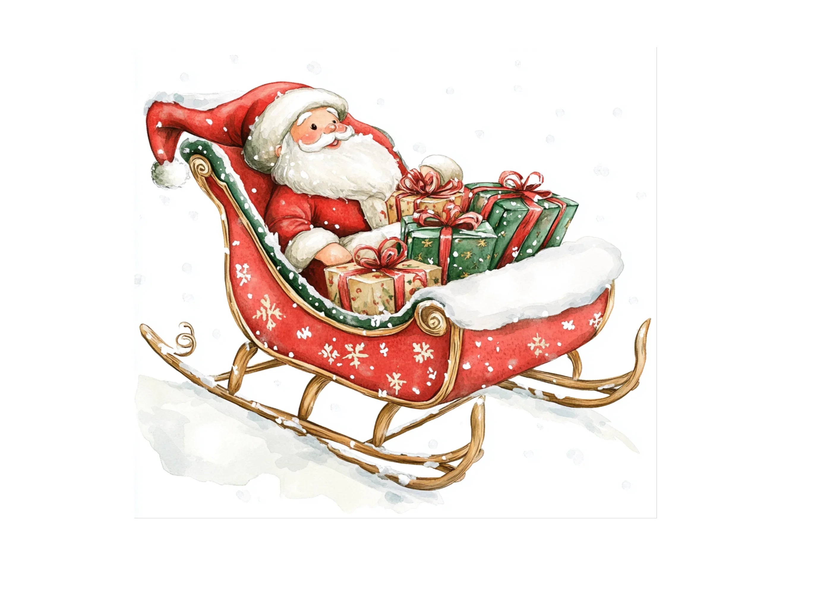 Santa Claus Sleigh with Gifts Clipart Bundle