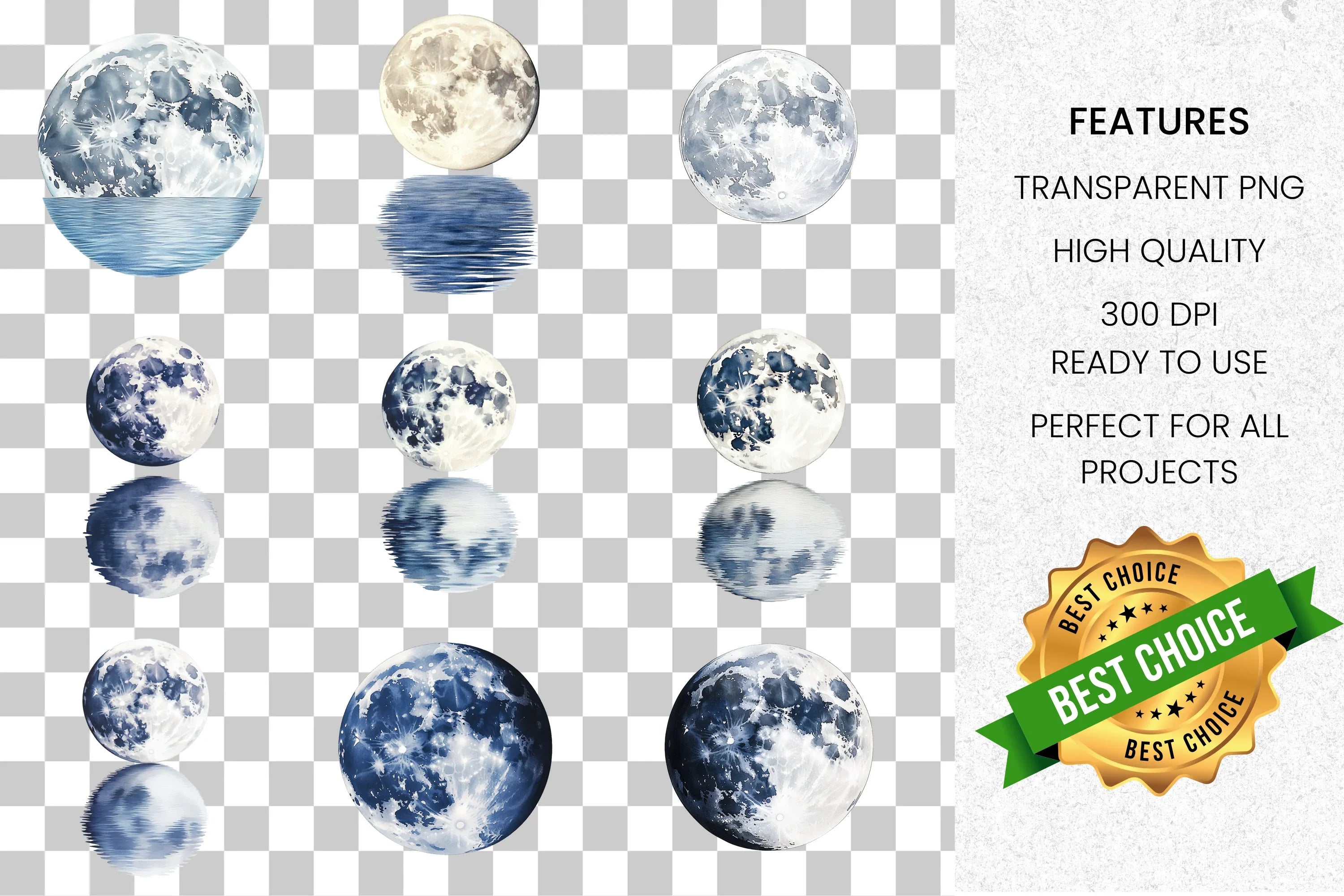 Celestial Moon Clipart Bundle