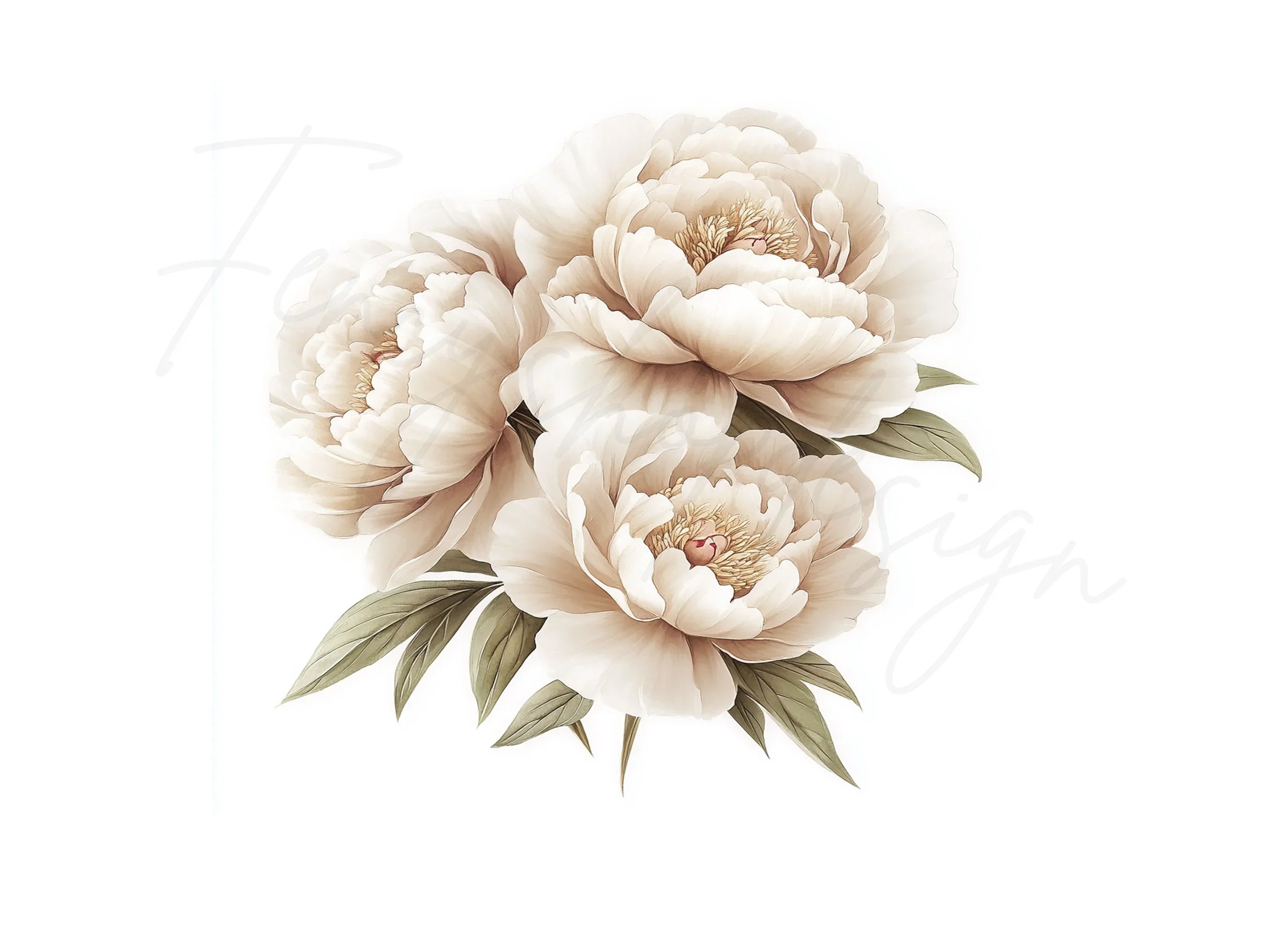 Elegant Peony Flower Clipart Bundle