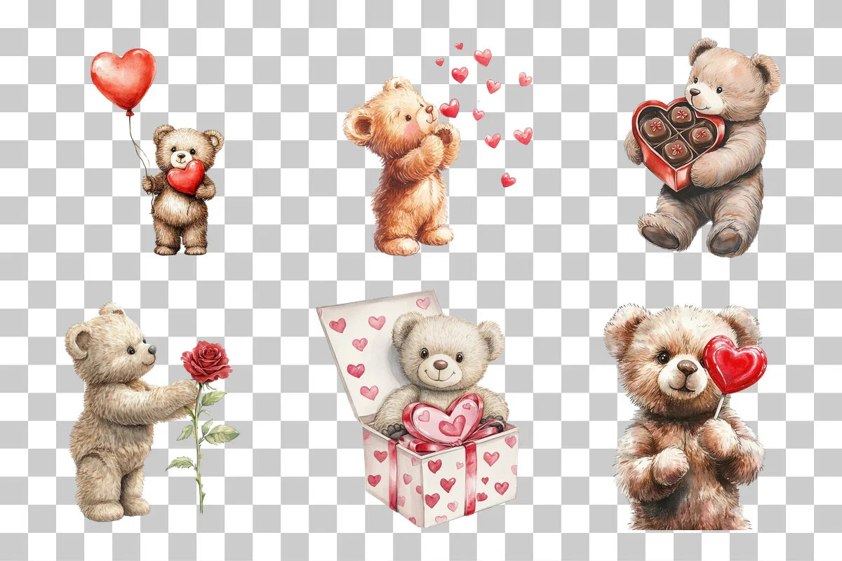 Valentine's Day Teddy Clipart Bundle - CraftNest - Digital Crafting and Art